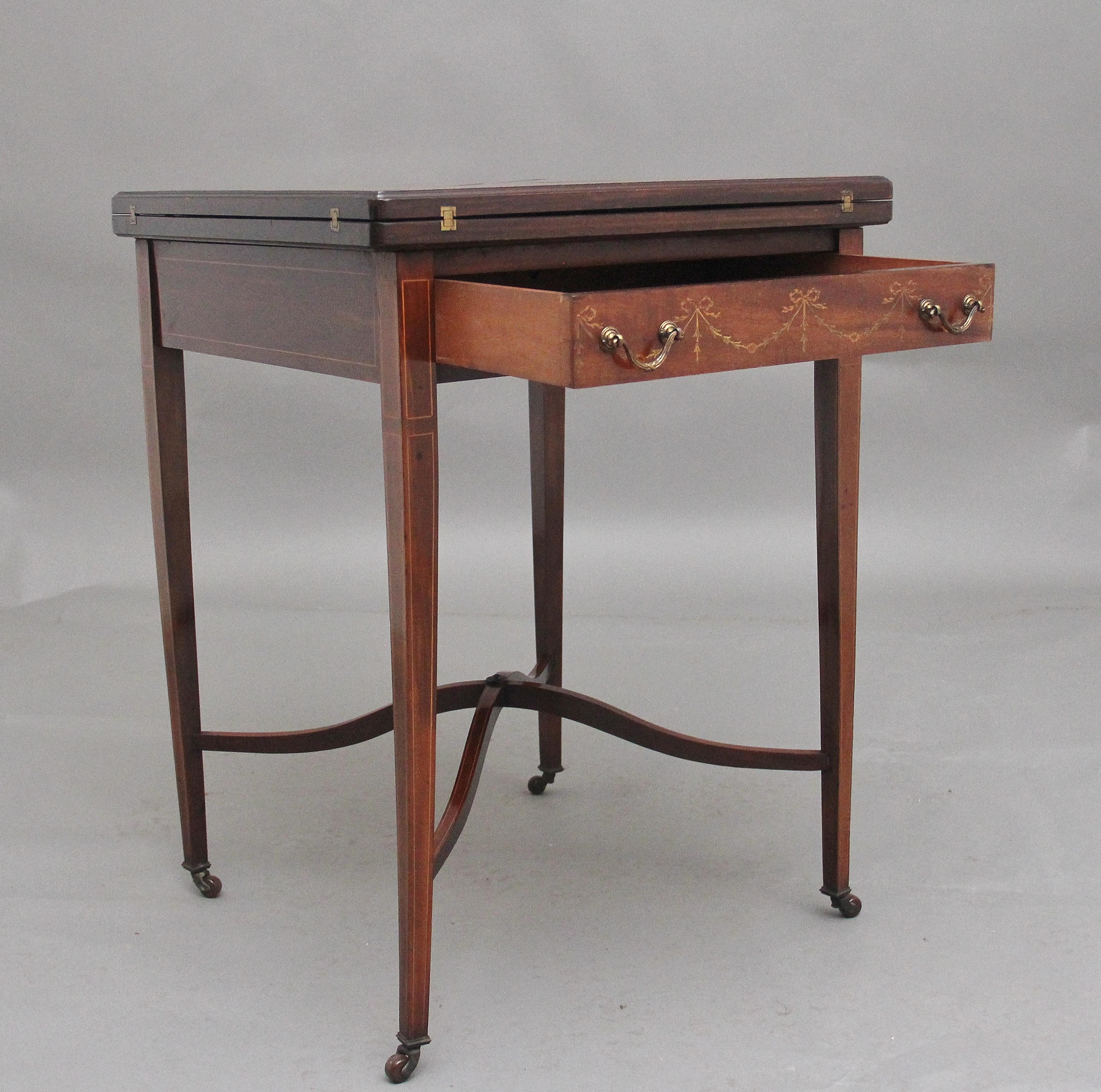 Mahogany Early 20th Century mahogany and inlaid card table For Sale