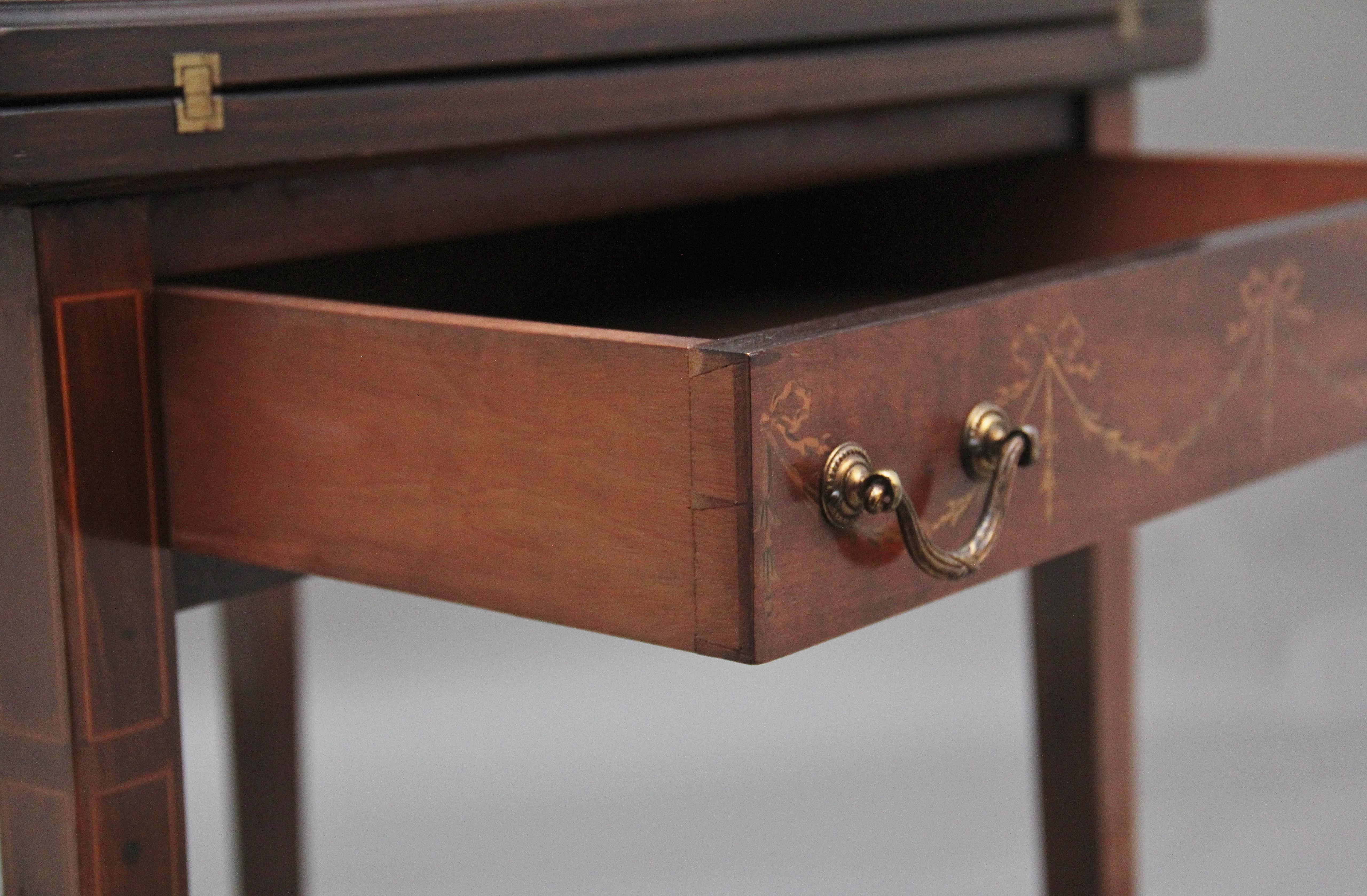 Early 20th Century mahogany and inlaid card table For Sale 1