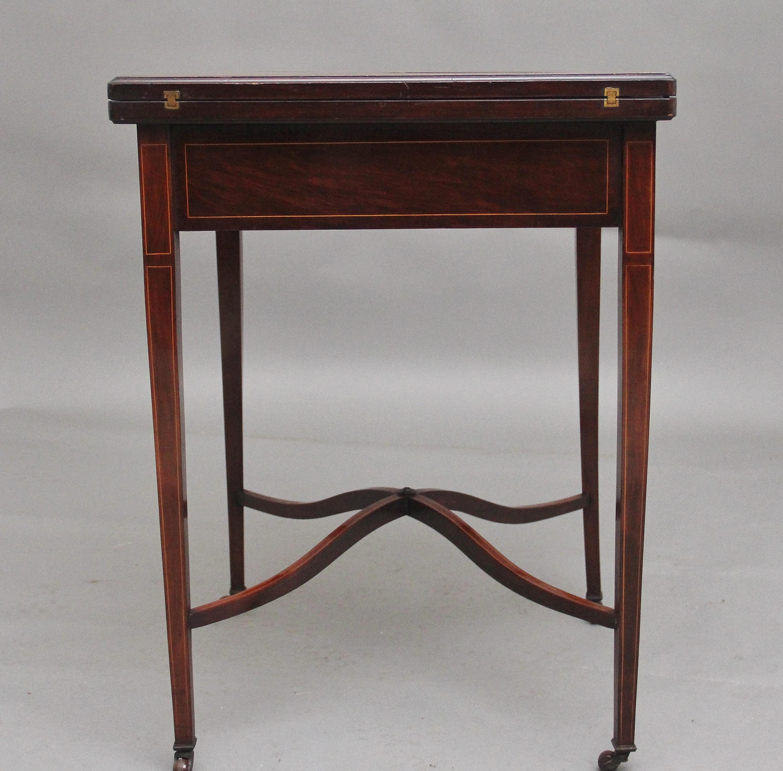 Early 20th Century mahogany and inlaid card table For Sale 4