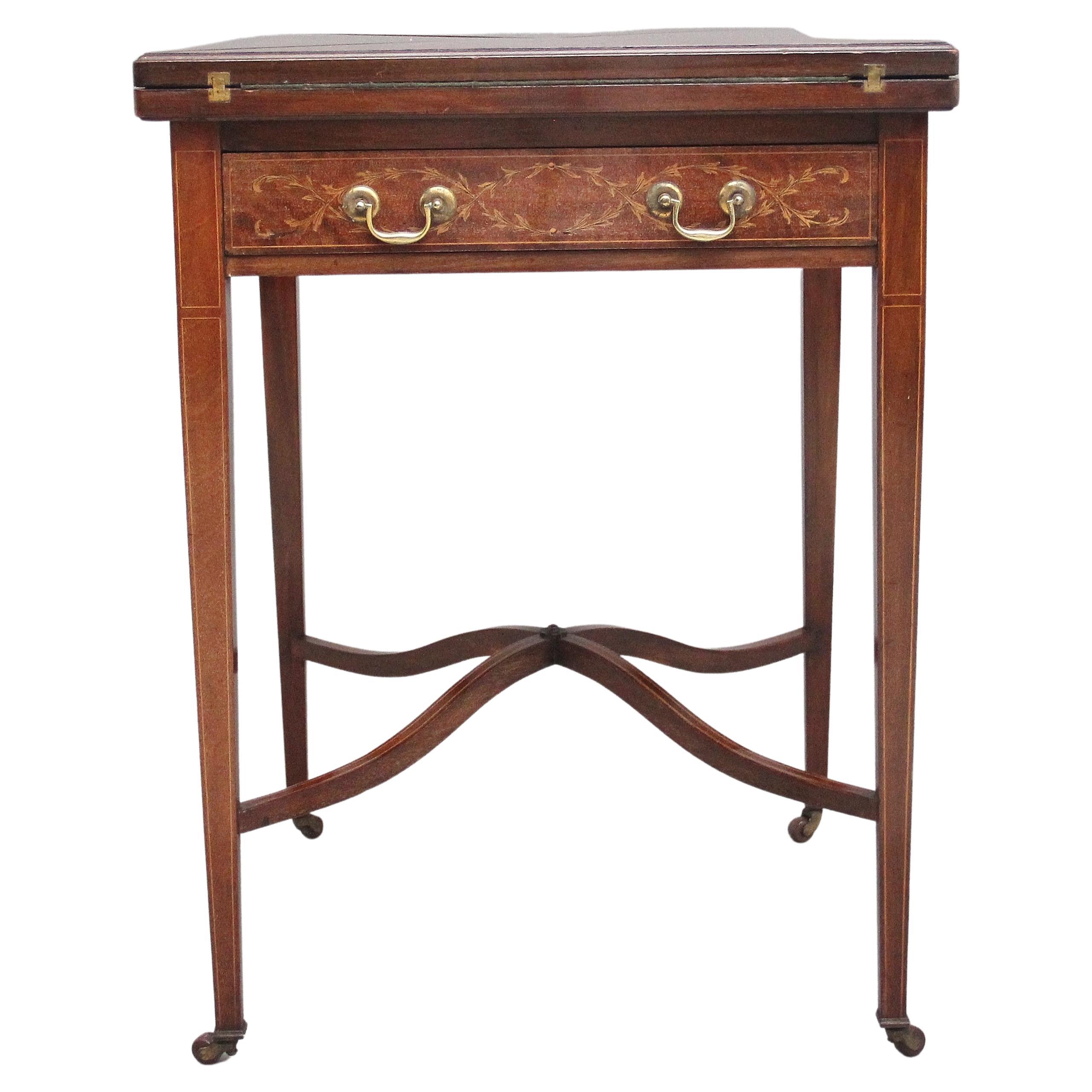 Early 20th Century mahogany and inlaid card table For Sale