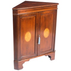 Early 20th Century Mahogany and Satinwood Inlaid Low Corner Cabinet