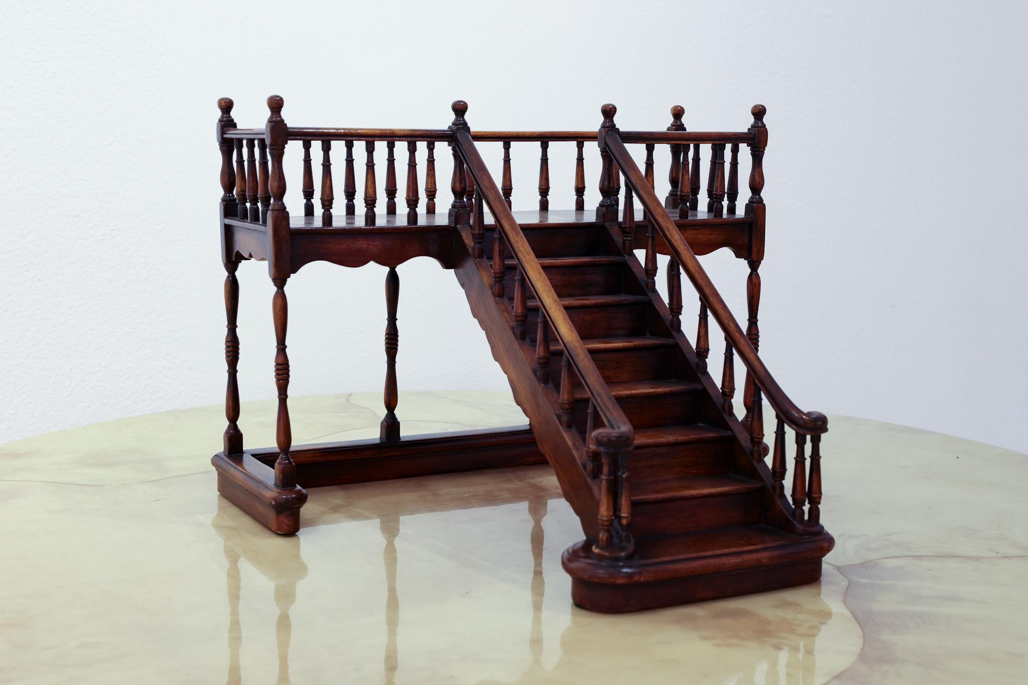 Carved Early 20th Century Walnut Architectural French Staircase Model