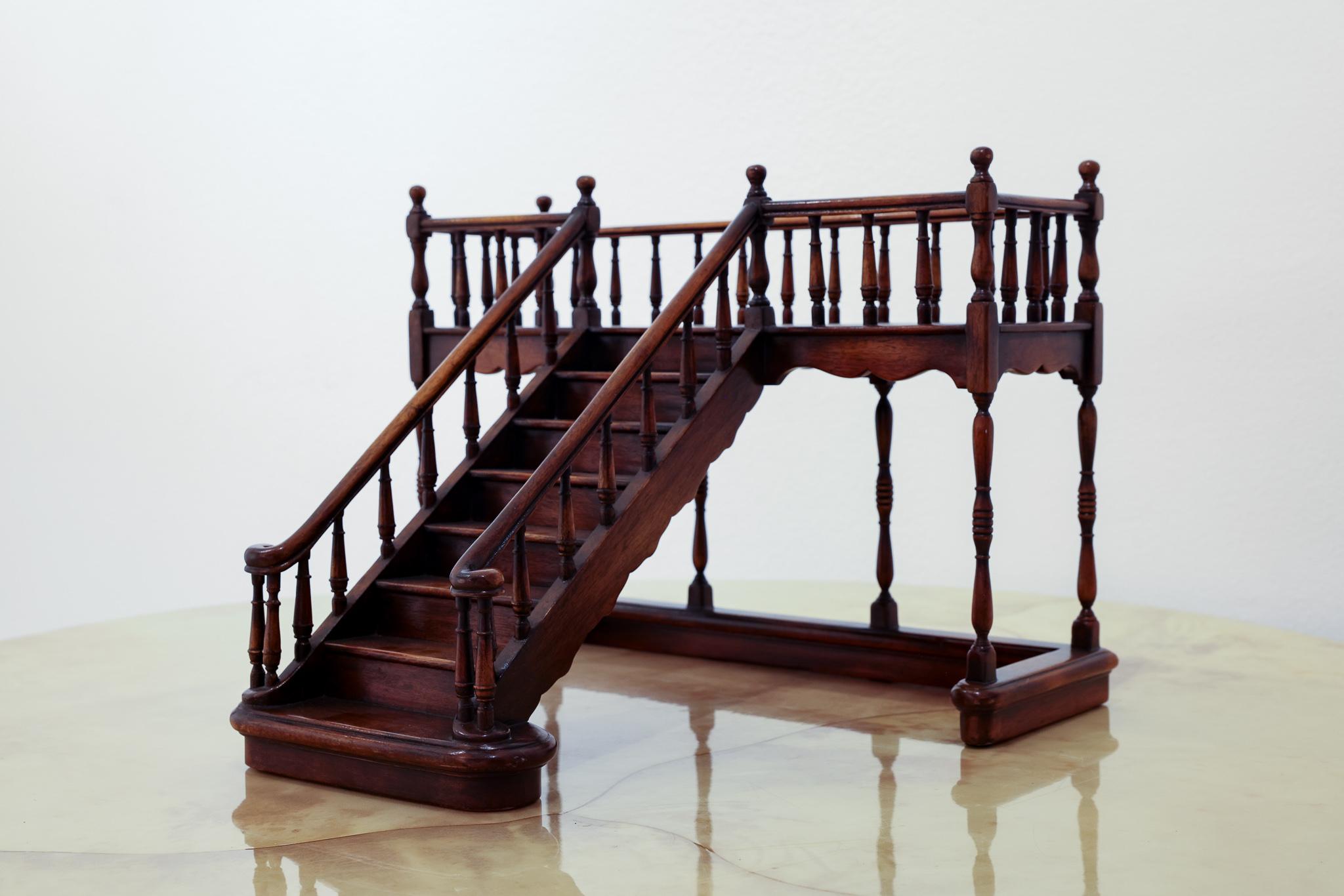 Early 20th Century Walnut Architectural French Staircase Model In Good Condition In Palm Desert, CA