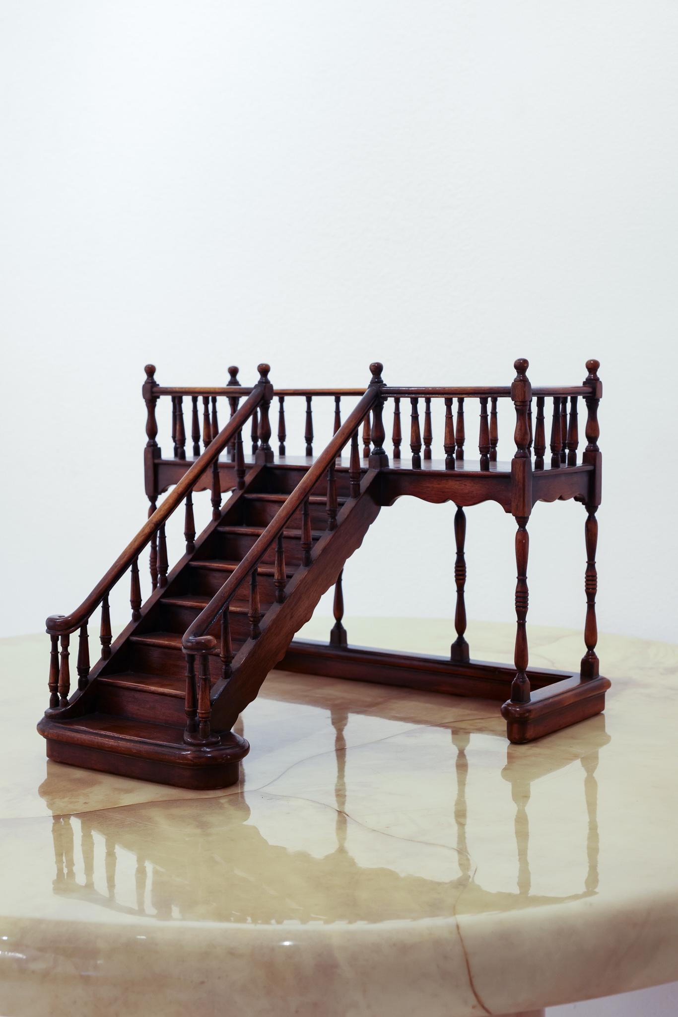 Early 20th Century Walnut Architectural French Staircase Model 1