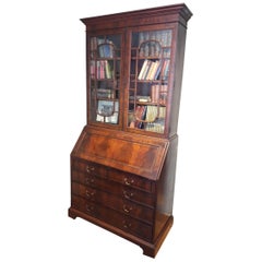 Antique Early 20th Century Mahogany Bureau Bookcase