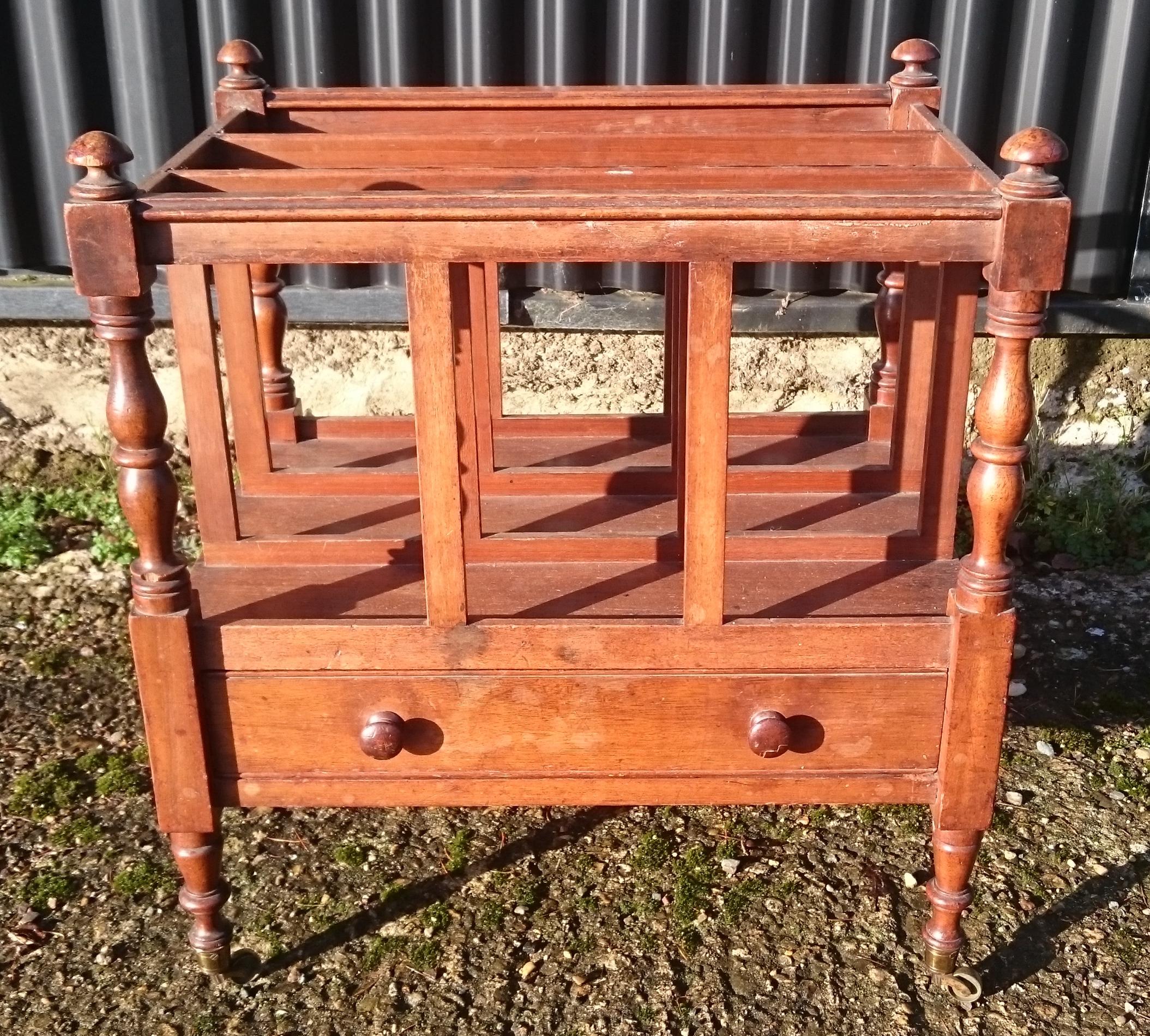 British Early 20th Century Mahogany Canterbury / Magazine Rack Made by Howard and Sons For Sale