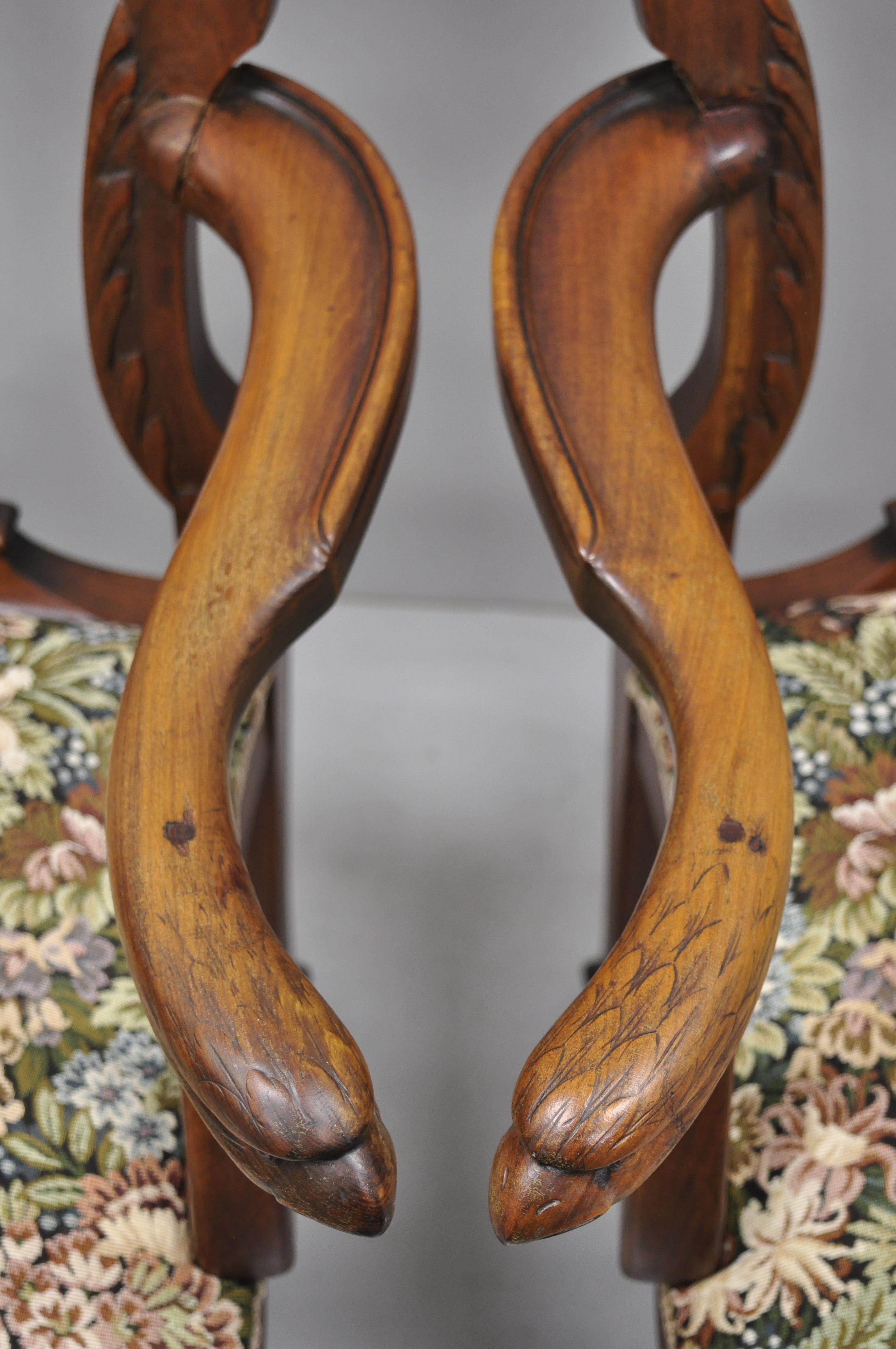 Early 20th Century Mahogany Chippendale Style Armchairs Carved with Eagle Heads For Sale 1