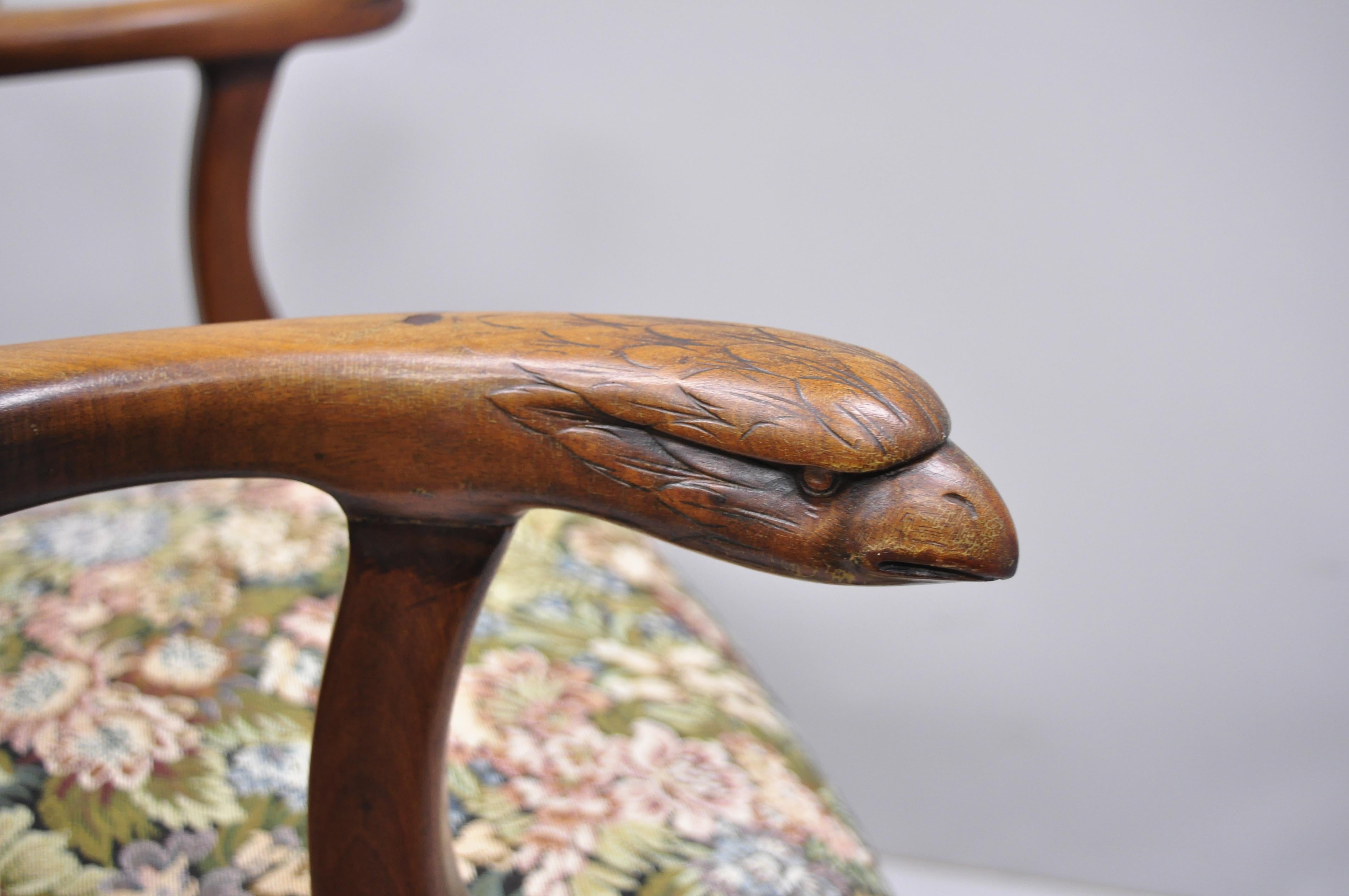 Early 20th Century Mahogany Chippendale Style Armchairs Carved with Eagle Heads For Sale 3