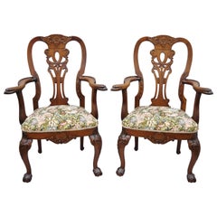 Fauteuils de style Chippendale en acajou du début du 20e siècle, sculptés de têtes d'aigle