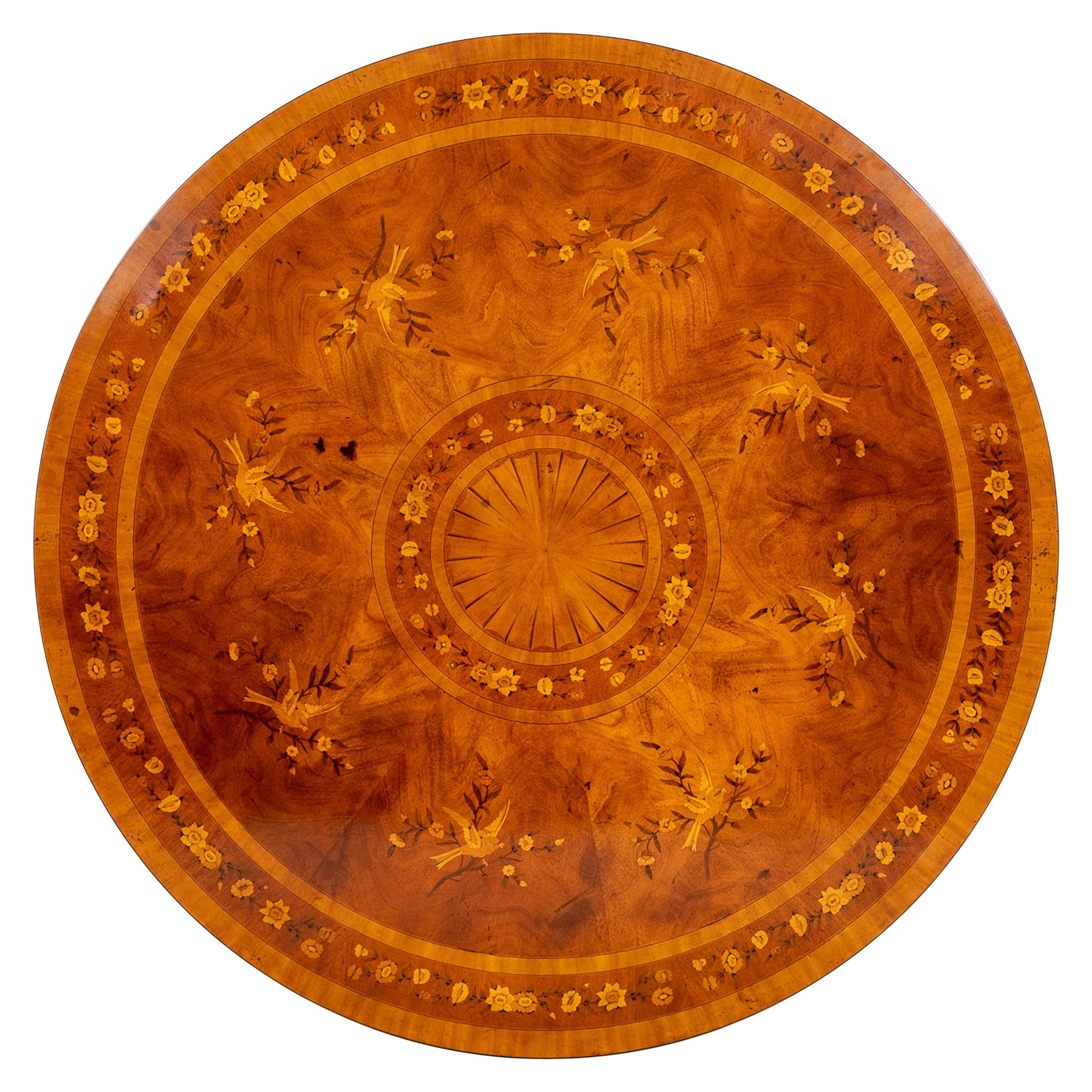 Early 20th Century Mahogany Circular Marquetry Dining Table