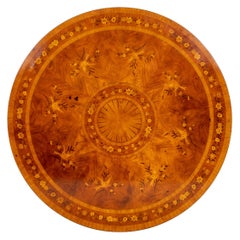 Antique Early 20th Century Mahogany Circular Marquetry Dining Table