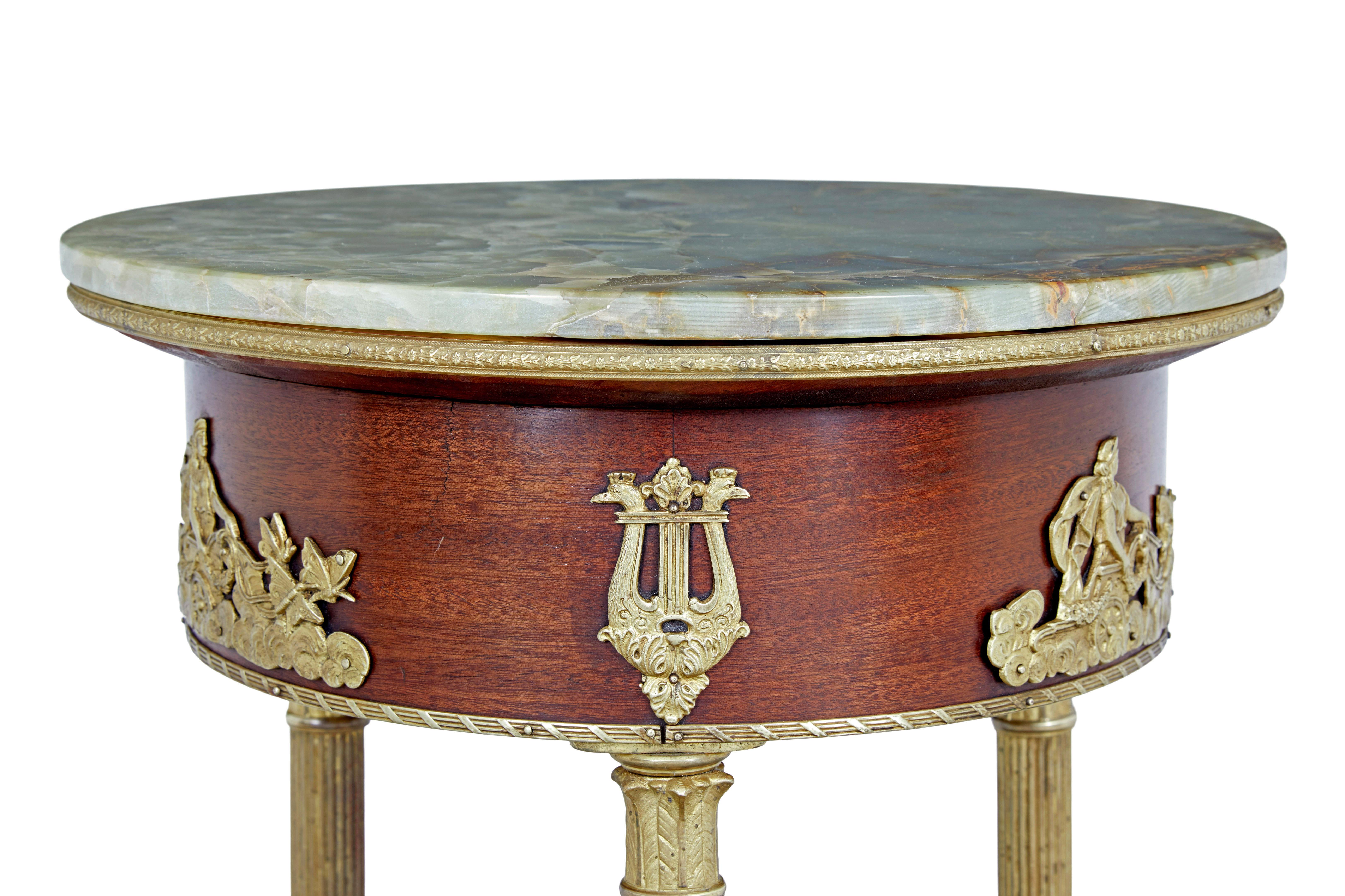 Marble Early 20th Century mahogany empire revival occasional table For Sale