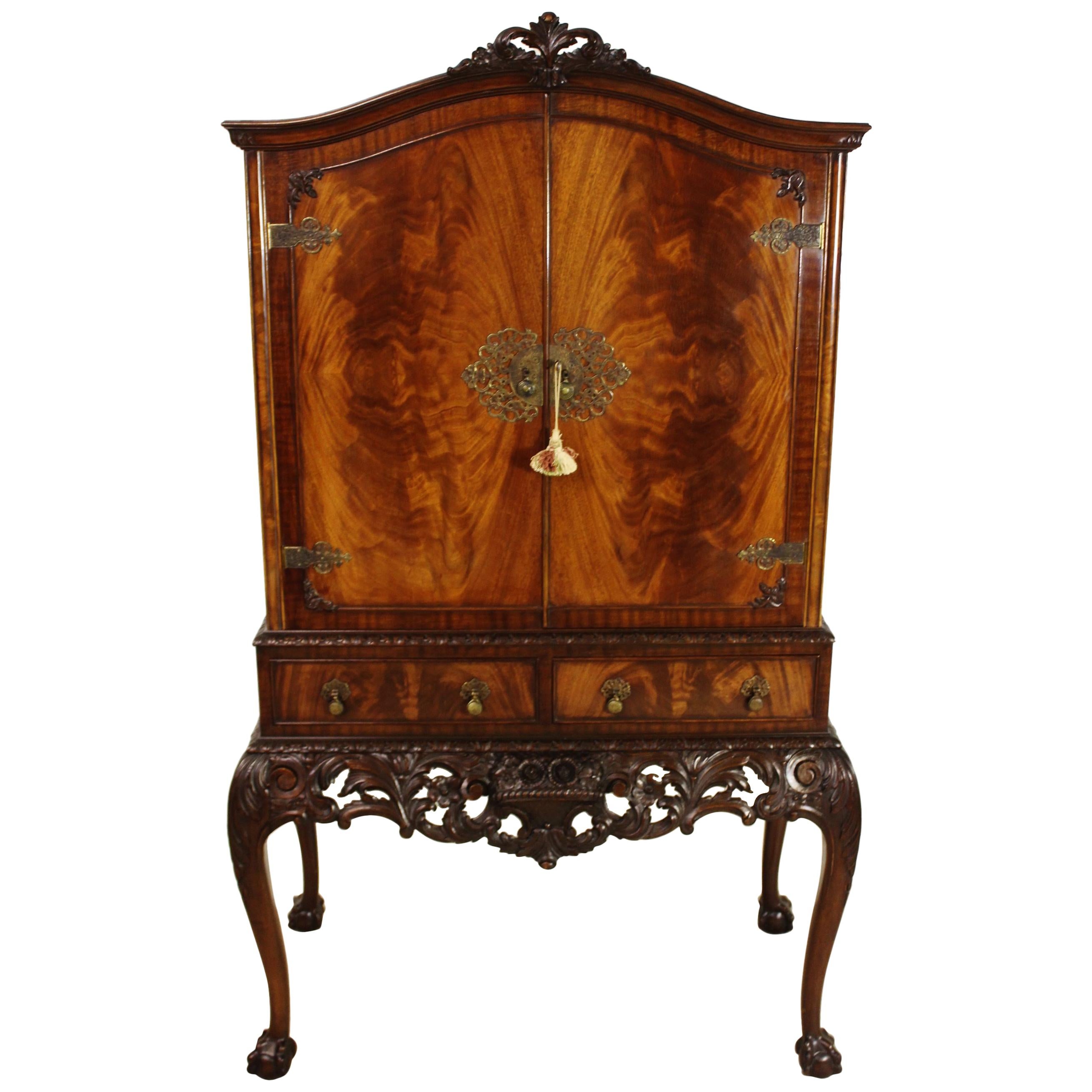 Early 20th Century Mahogany Flame Veneered Cocktail Cabinet