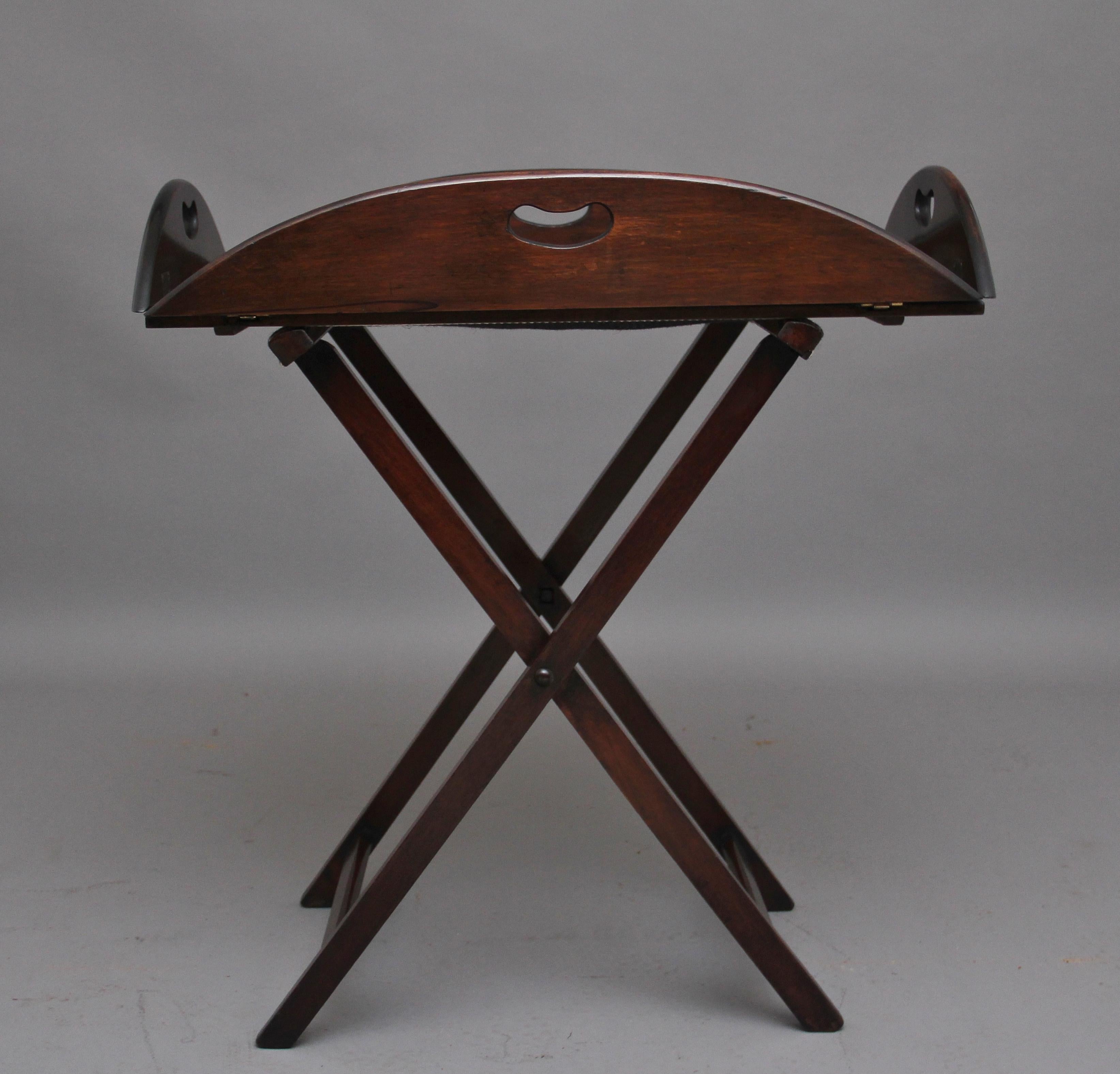 Edwardian Early 20th Century Mahogany Folding Butlers Tray on Stand