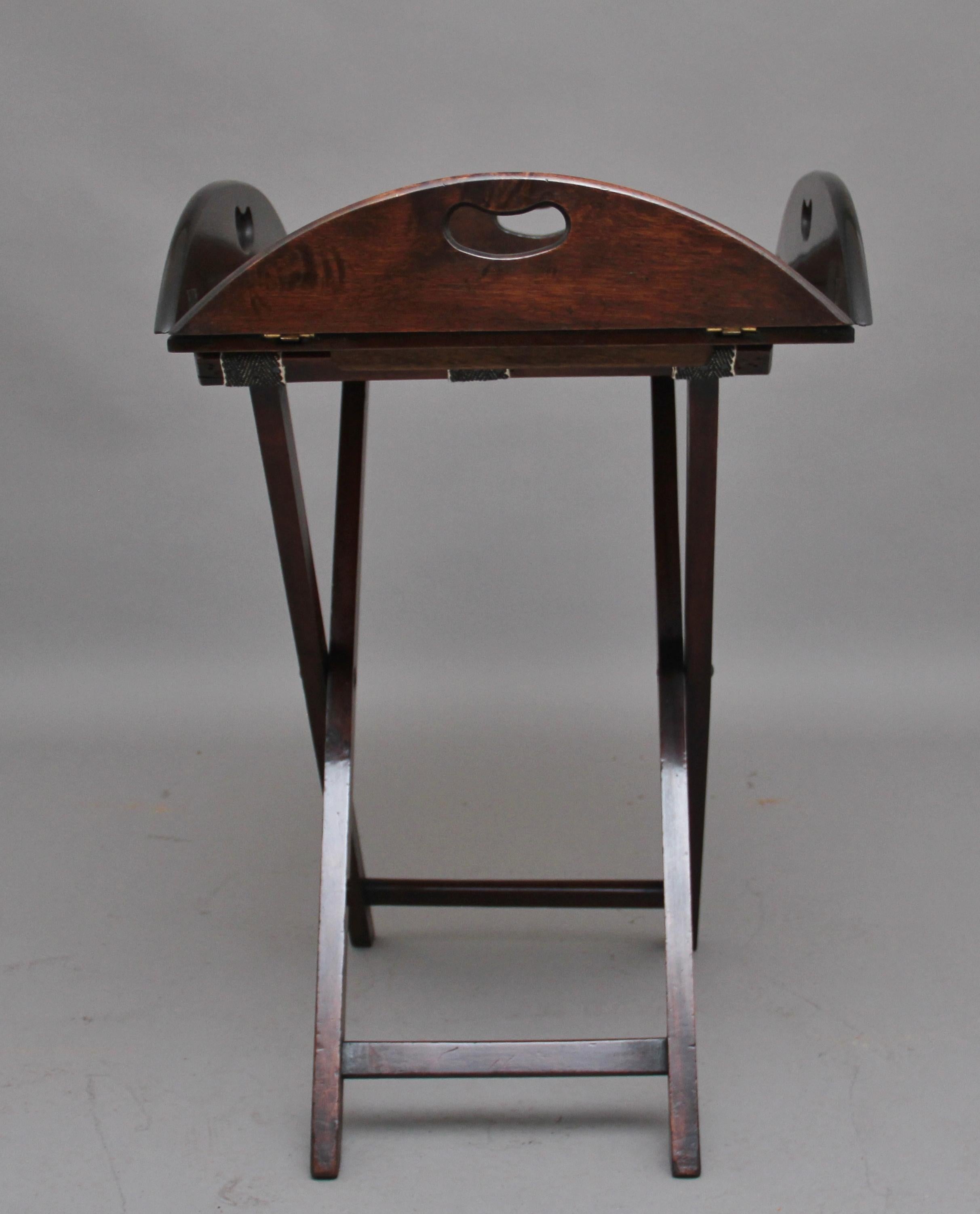 British Early 20th Century Mahogany Folding Butlers Tray on Stand