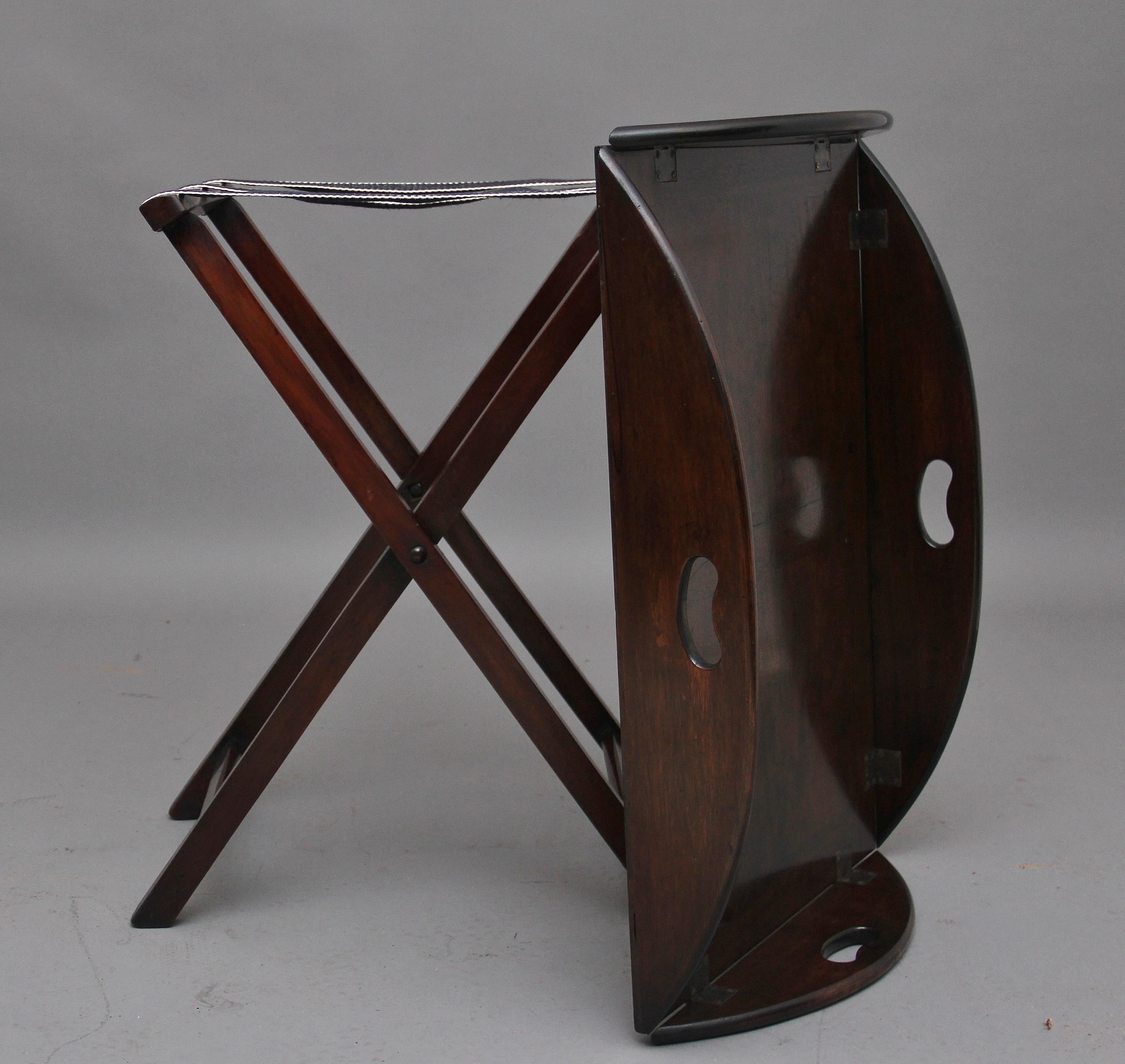 Early 20th Century Mahogany Folding Butlers Tray on Stand 2