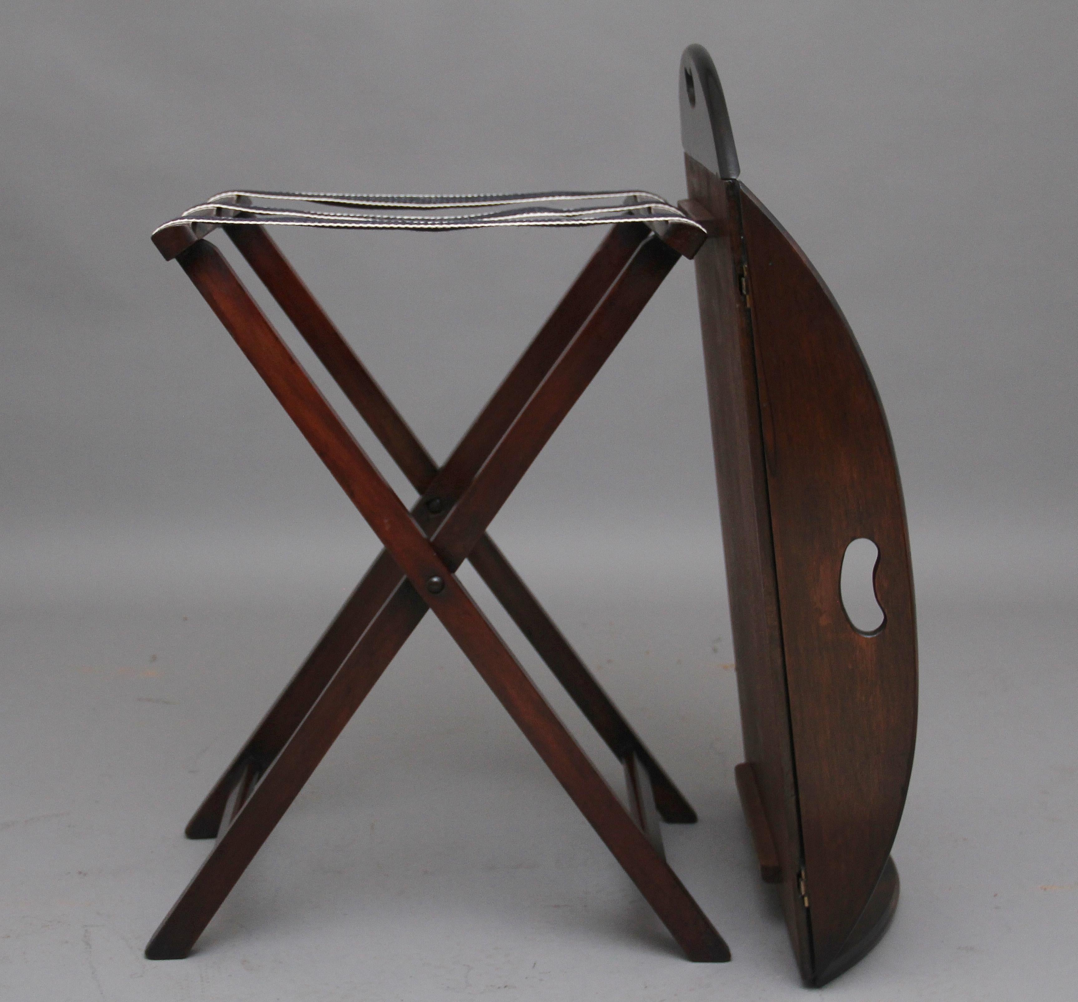 Early 20th Century Mahogany Folding Butlers Tray on Stand 3