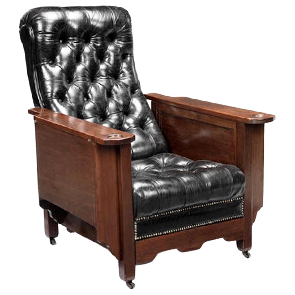 Early 20th Century Mahogany 'Glenister's Patent' Reclining Gaming Chair For Sale