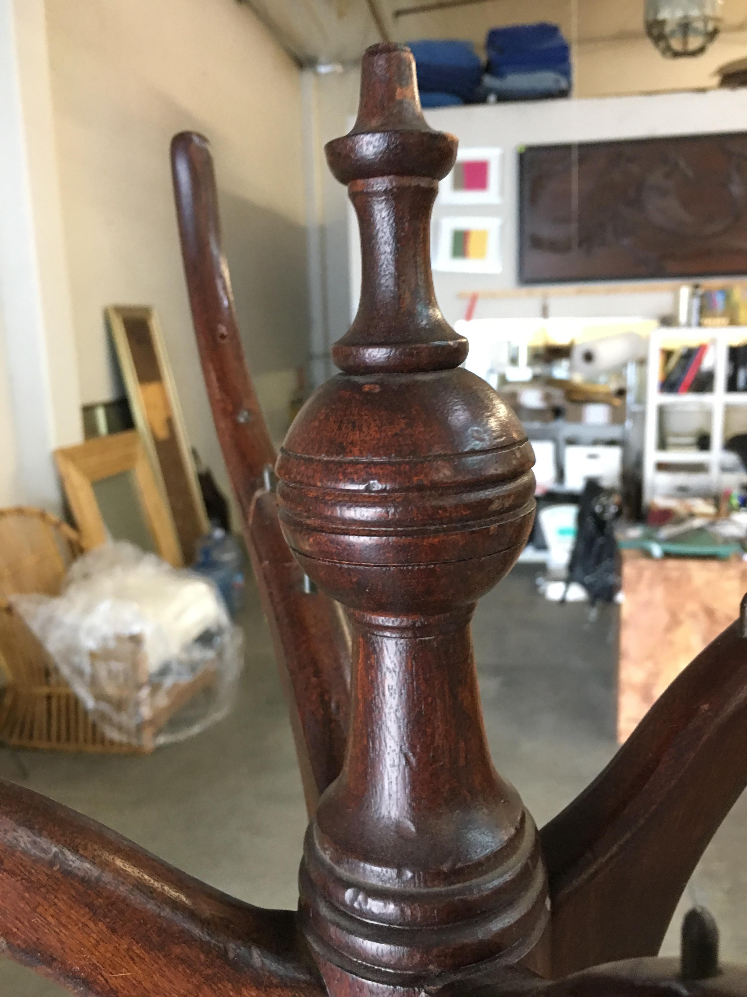 Early 20th Century Mahogany Hall Tree with Brass Hardware In Excellent Condition In Van Nuys, CA