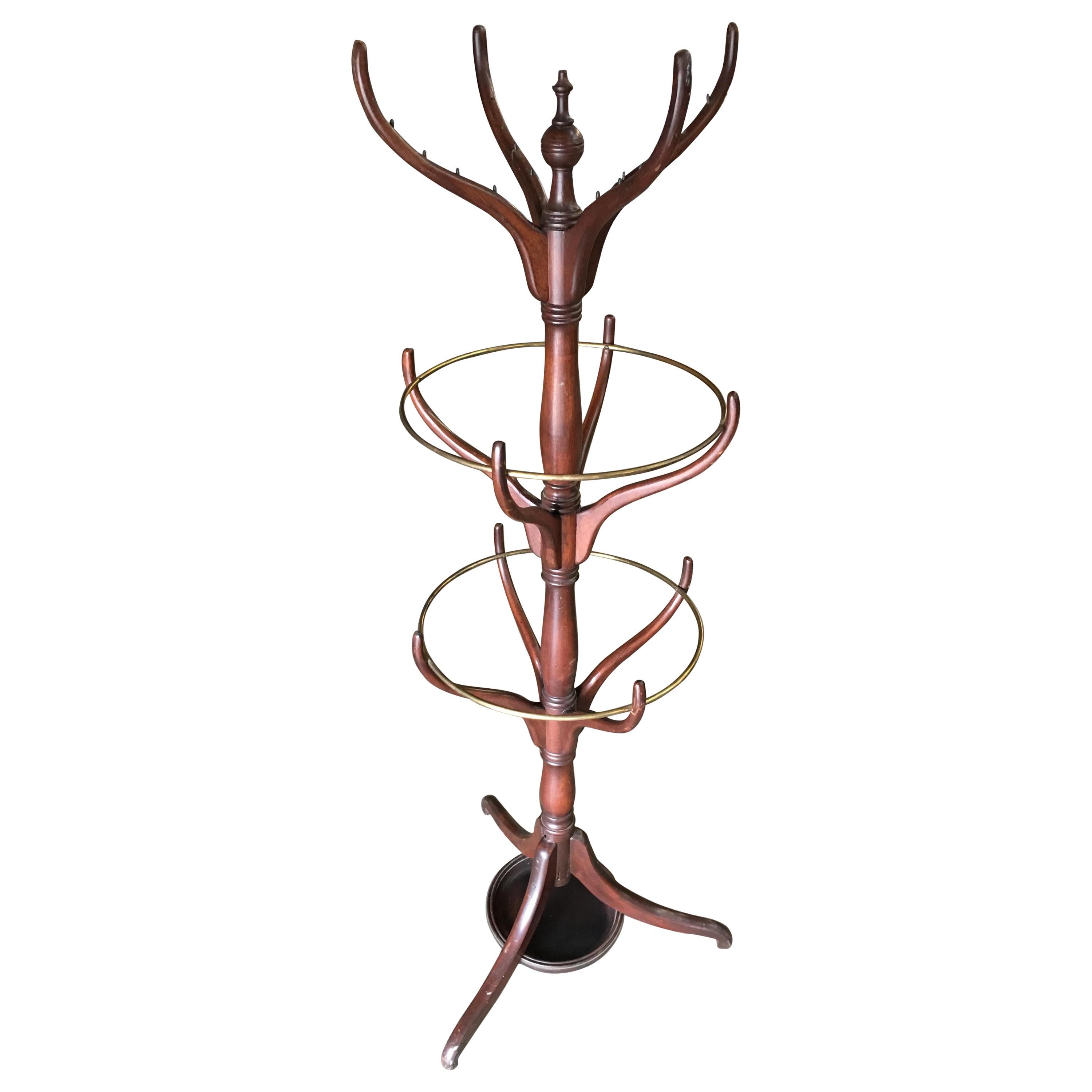 Early 20th Century French Walnut Barley Twist and Gilt Brass Standing