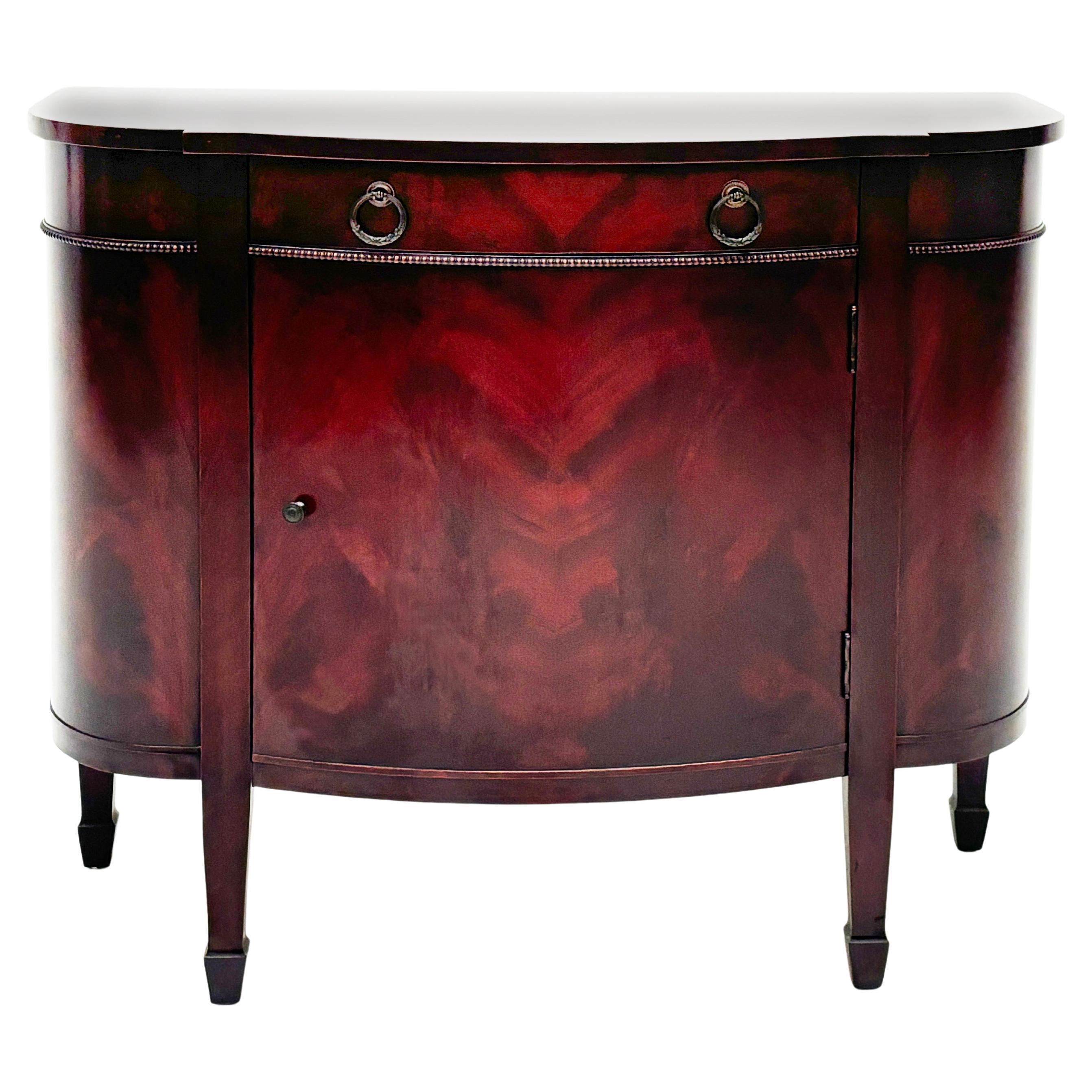 Early 20th Century Mahogany Hepplewhite Metropolitan Demi-lune Cabinet