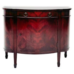 Antique Early 20th Century Mahogany Hepplewhite Metropolitan Demi-lune Cabinet