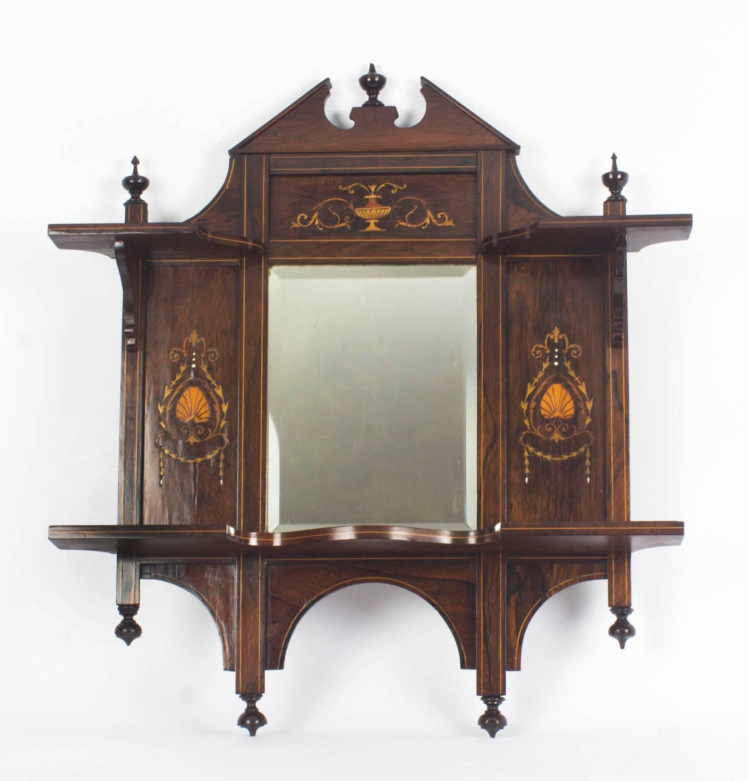 Early 20th Century Mahogany Inlaid Marquetry Mirror 4