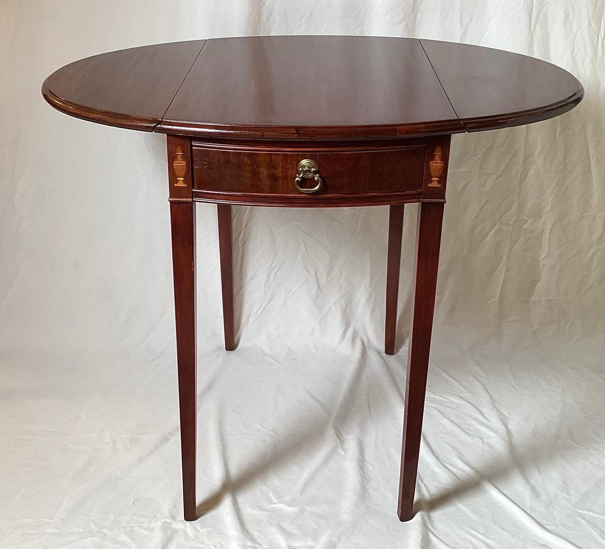 American Early 20th Century Mahogany Inlaid Pembroke Table  For Sale