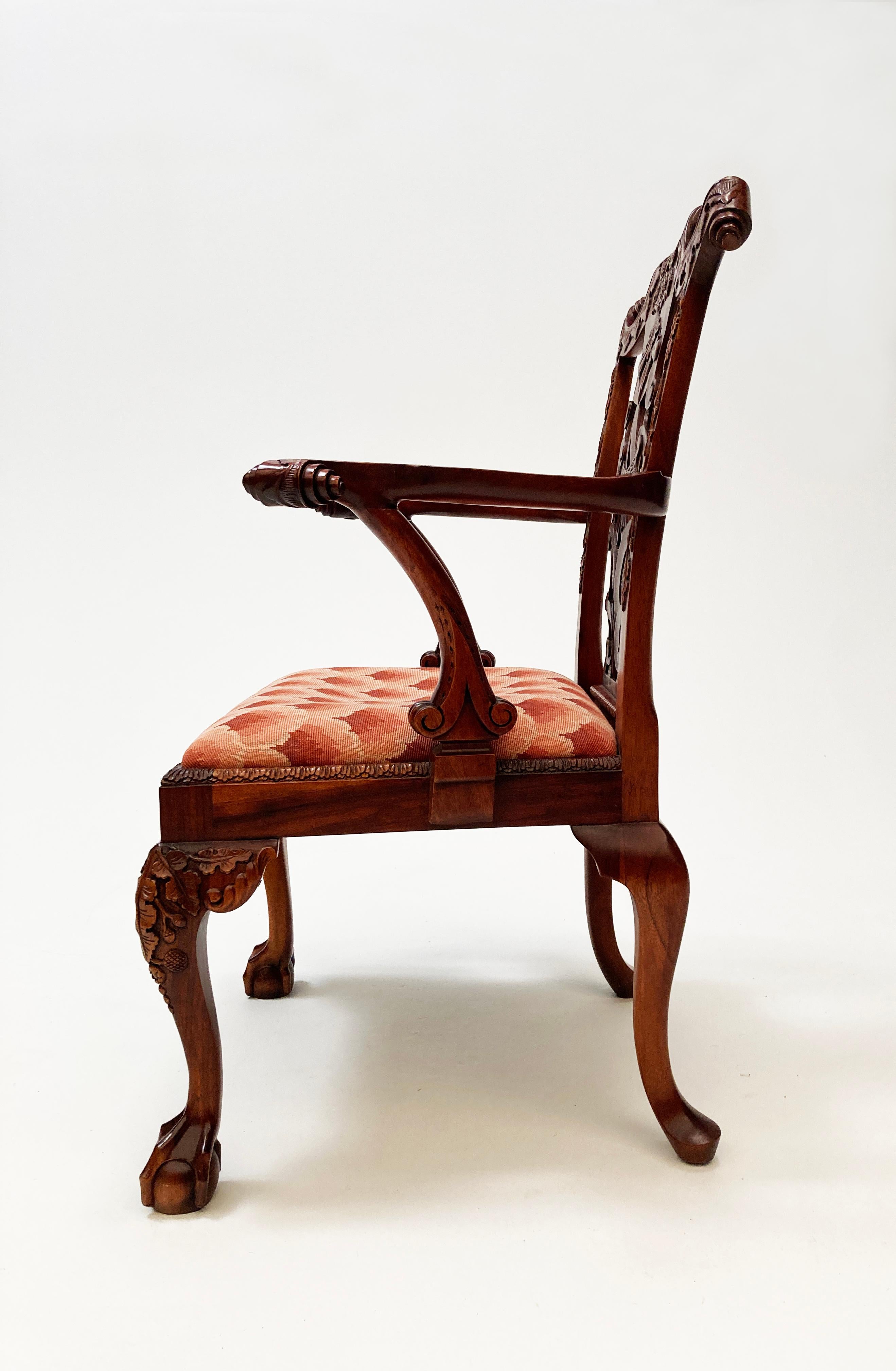Early 20th Century Mahogany Irish Antique Replica Chippendale Chairs- Set of 2 In Good Condition For Sale In Louisville, KY