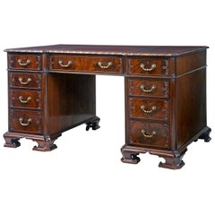 Early 20th Century Mahogany Pedestal Desk by Hobbs & Co