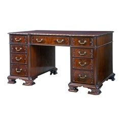 Antique Early 20th Century Mahogany Pedestal Desk by Hobbs & Co