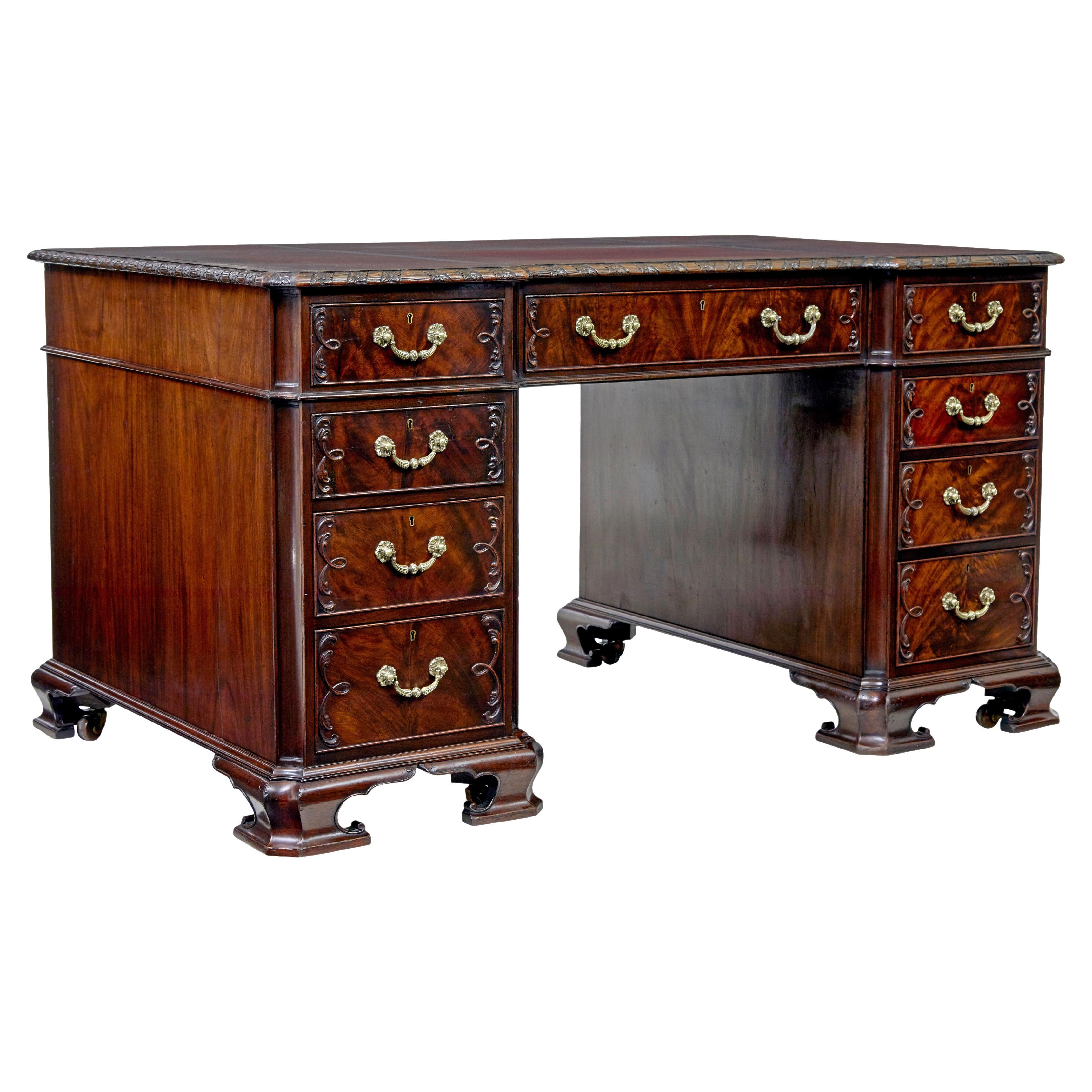 Early 20th century mahogany pedestal desk by Hobbs & Co