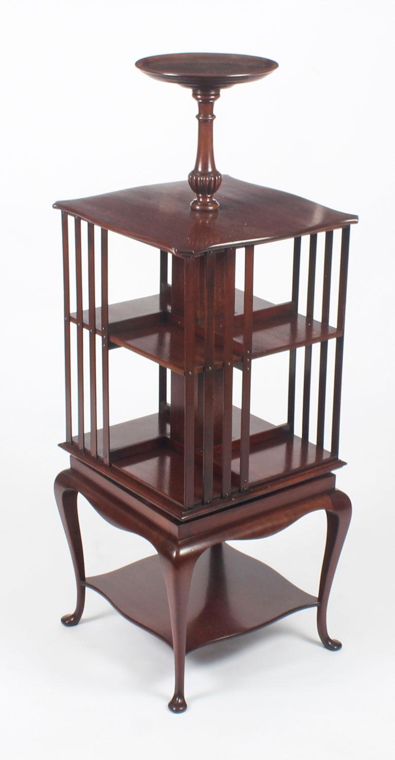 Early 20th Century Mahogany Revolving Bookcase Book Stand with Pedestal 6