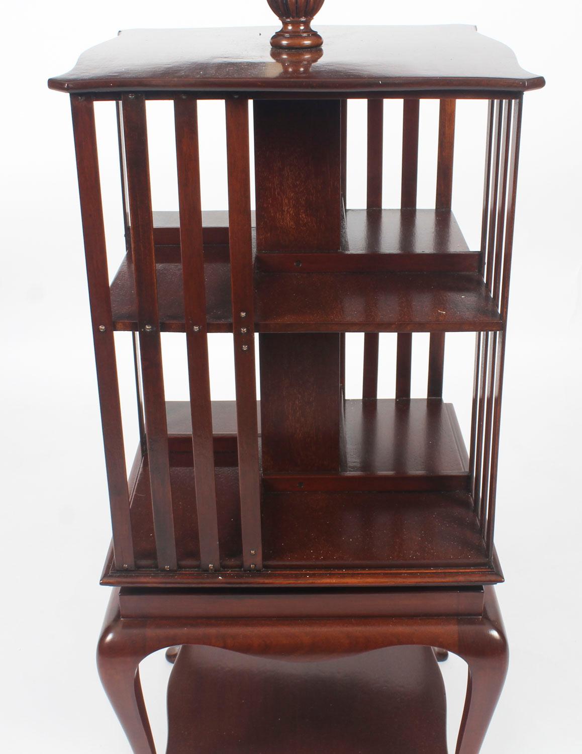 Edwardian Early 20th Century Mahogany Revolving Bookcase Book Stand with Pedestal