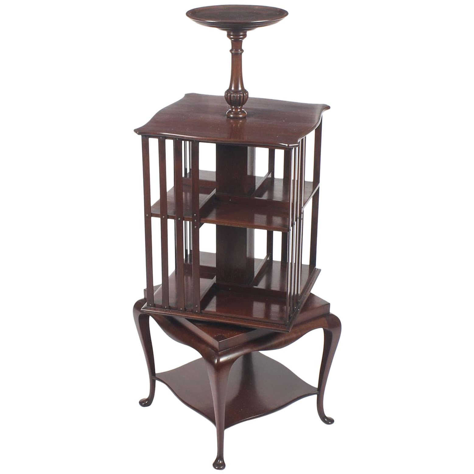 Early 20th Century Mahogany Revolving Bookcase Book Stand with Pedestal