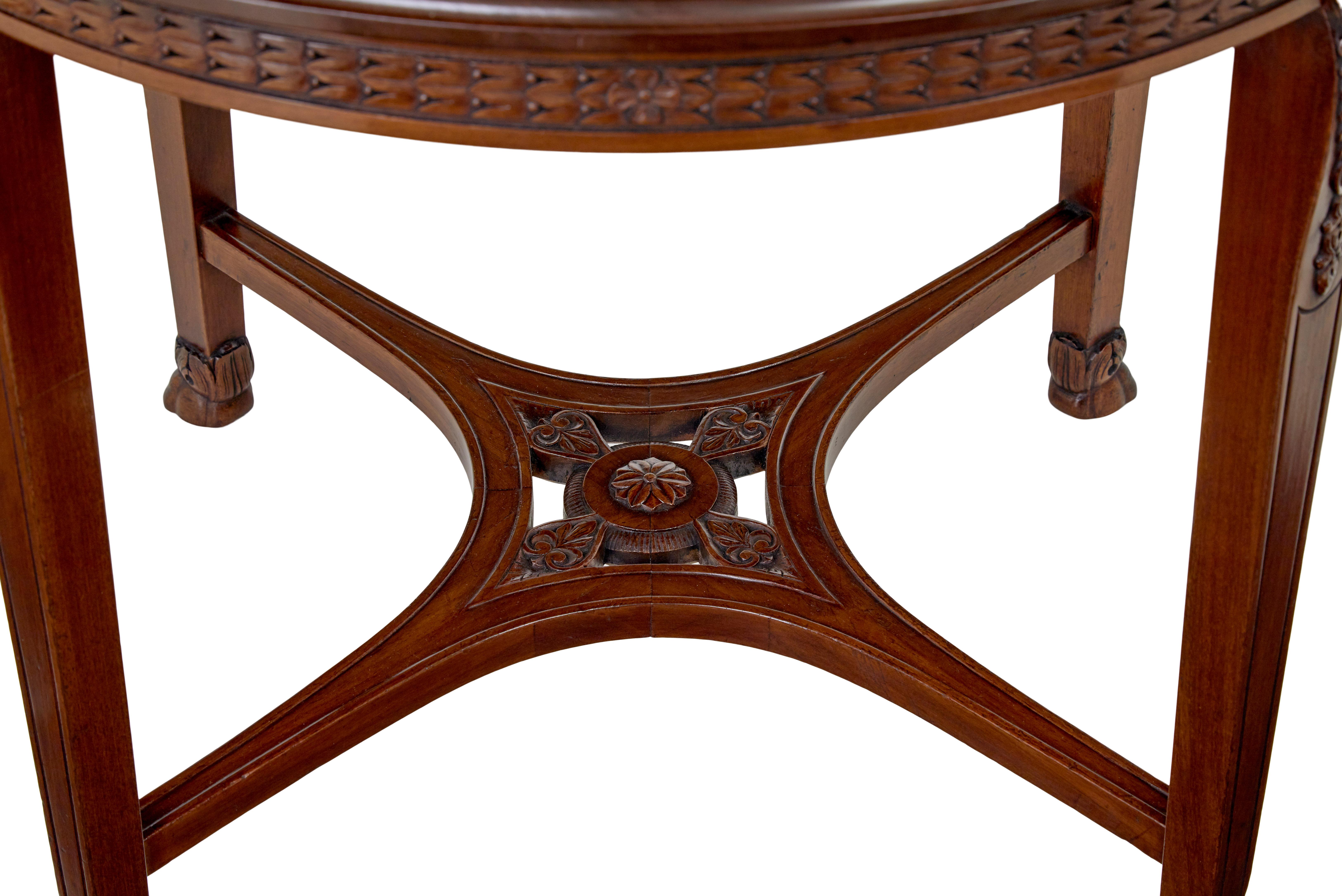 Swedish Early 20th Century mahogany round center table For Sale