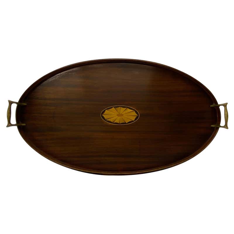 Early 20th Century Mahogany Serving / Bar Tray with Shell Inlay For ...