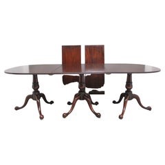 Early 20th Century mahogany three pedestal dining table