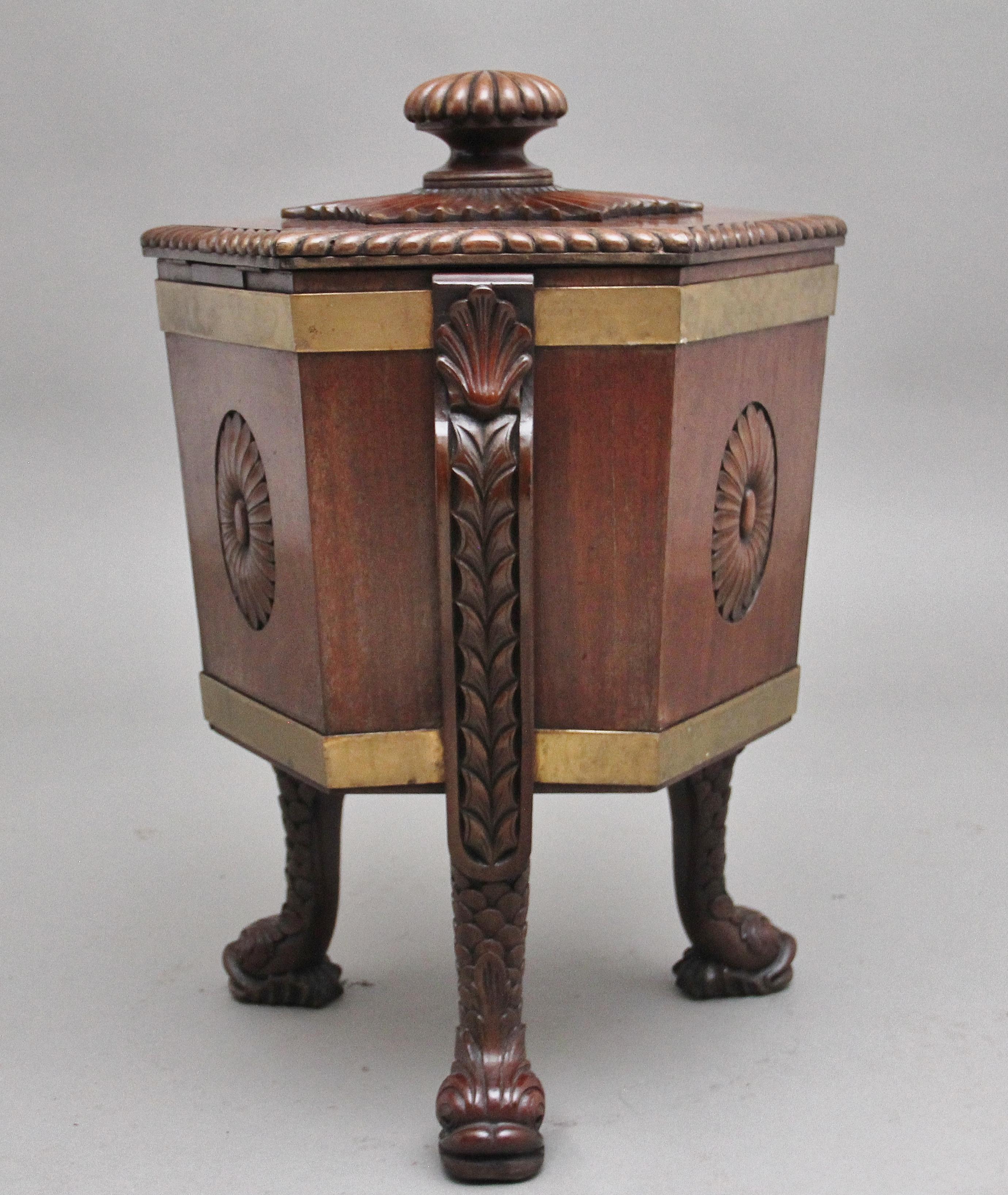 Weinkühler aus Mahagoni des frühen 20. Jahrhunderts im Regency-Stil im Angebot 1