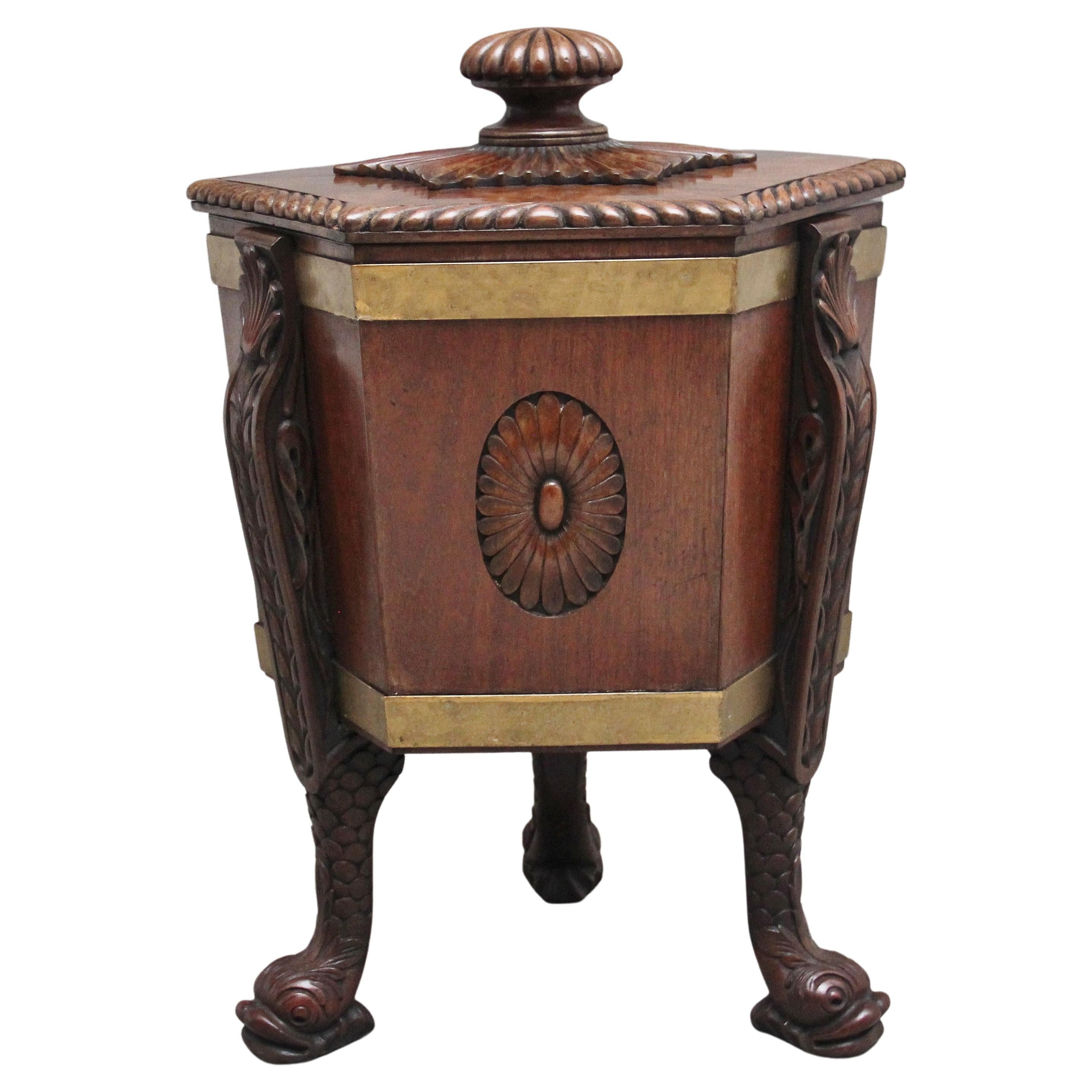 Early 20th Century Mahogany Wine Cooler in the Regency Style For Sale