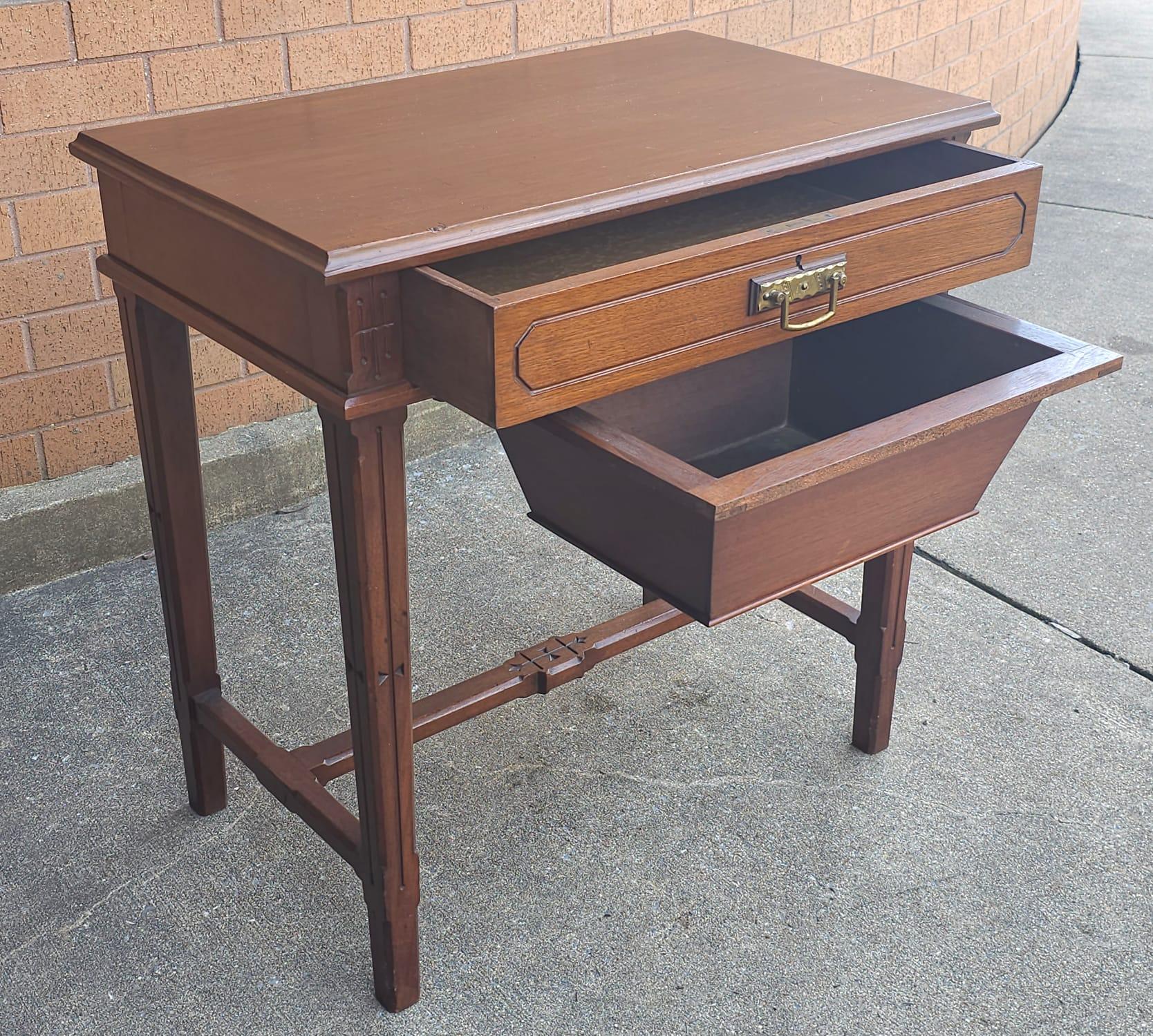 Victorian Early 20th Century Mahogany Work Table Sewing Table For Sale