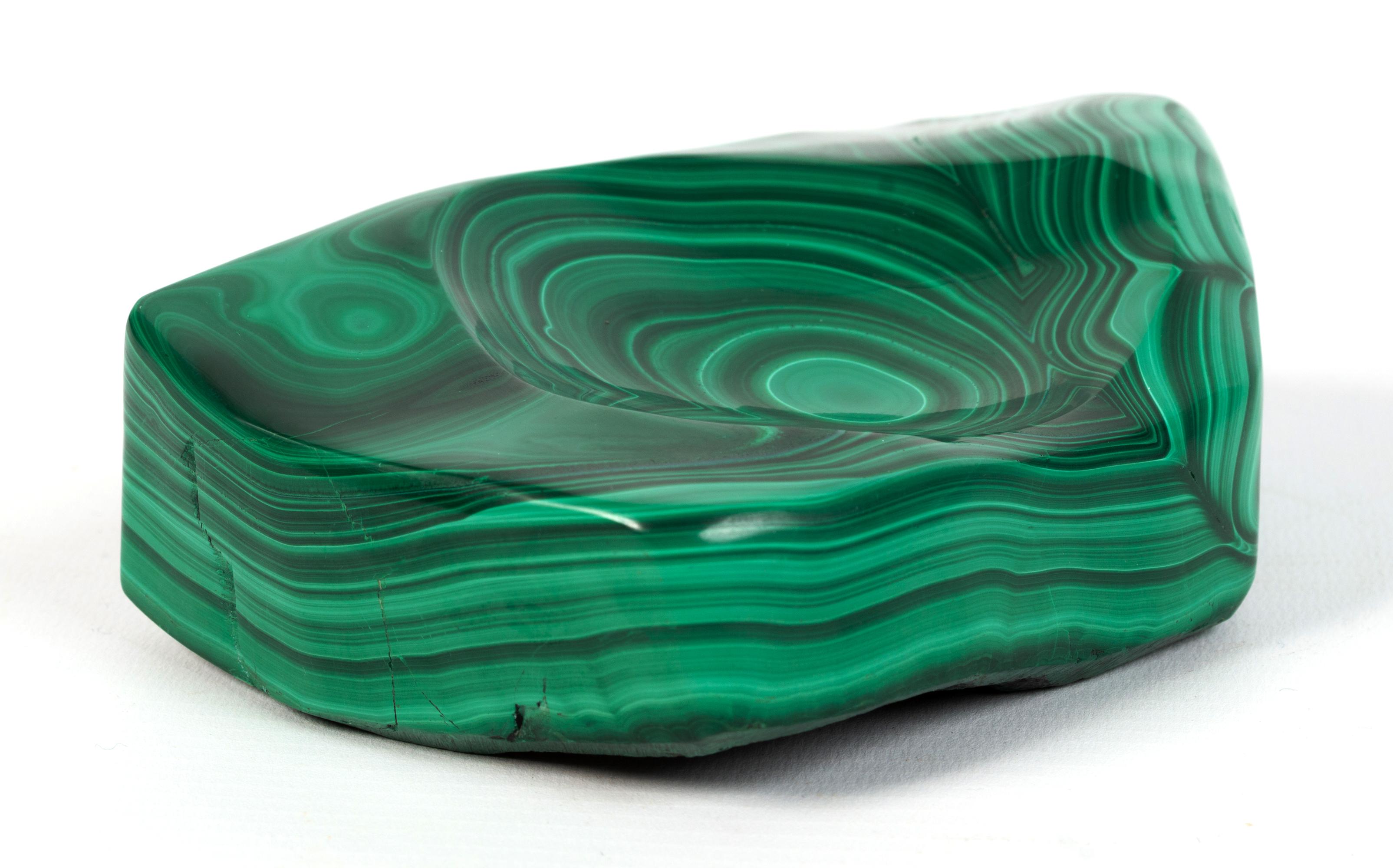Early 20th Century Malachite Natural Stone Vide Poche Trinket Dish Italy, C.1940 In Good Condition In London, GB