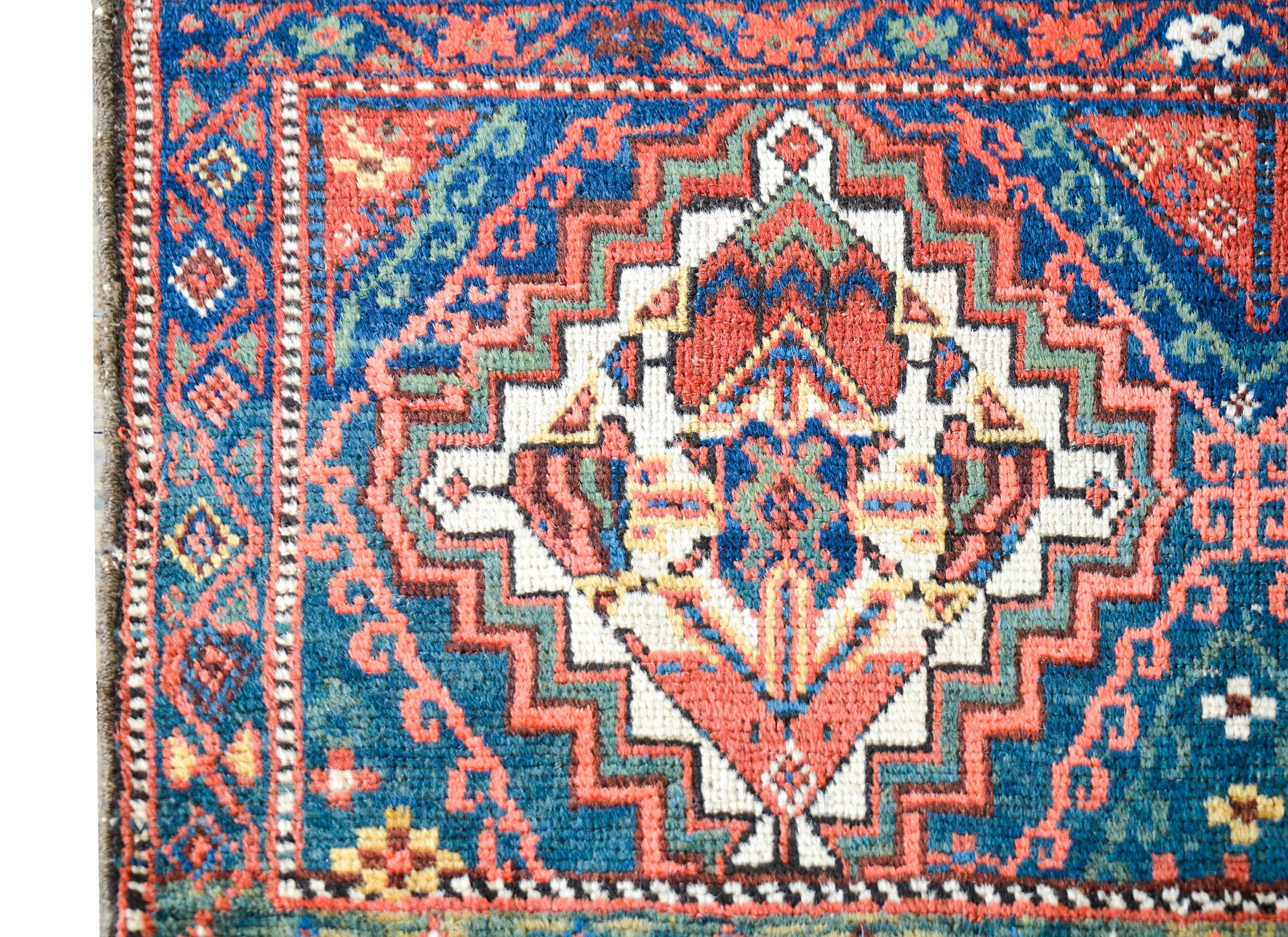 Hand-Knotted Early 20th Century Malayer Bag Face Rug For Sale