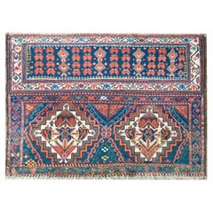 Antique Early 20th Century Malayer Bag Face Rug