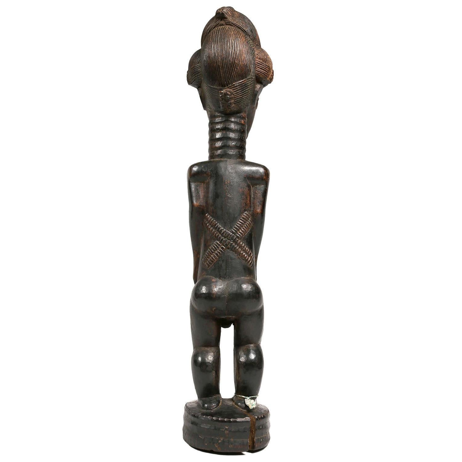 Hand-Carved Early 20th Century Male Baule Figure, Ivory Coast, Africa For Sale
