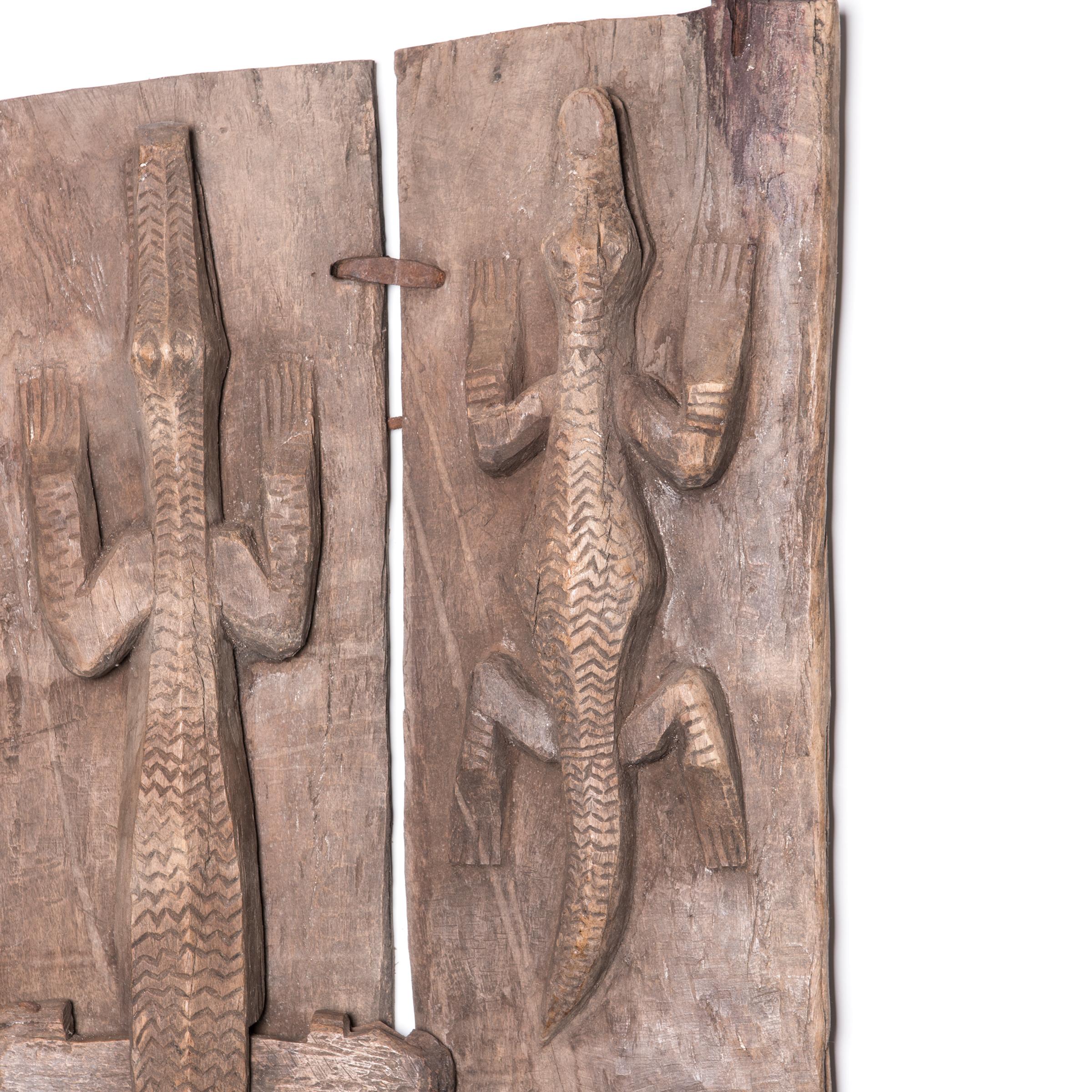 Hand-Carved Early 20th Century Malian Reptile Door