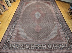 Early 20th Century Mansion Size Hand-Knotted Persian Tabriz Mahi with Silk