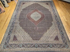 Early 20th Century Mansion Size Hand-Knotted Persian Tabriz Mahi with Silk
