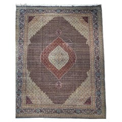 Early 20th Century Mansion Size Hand-Knotted Persian Tabriz Mahi with Silk