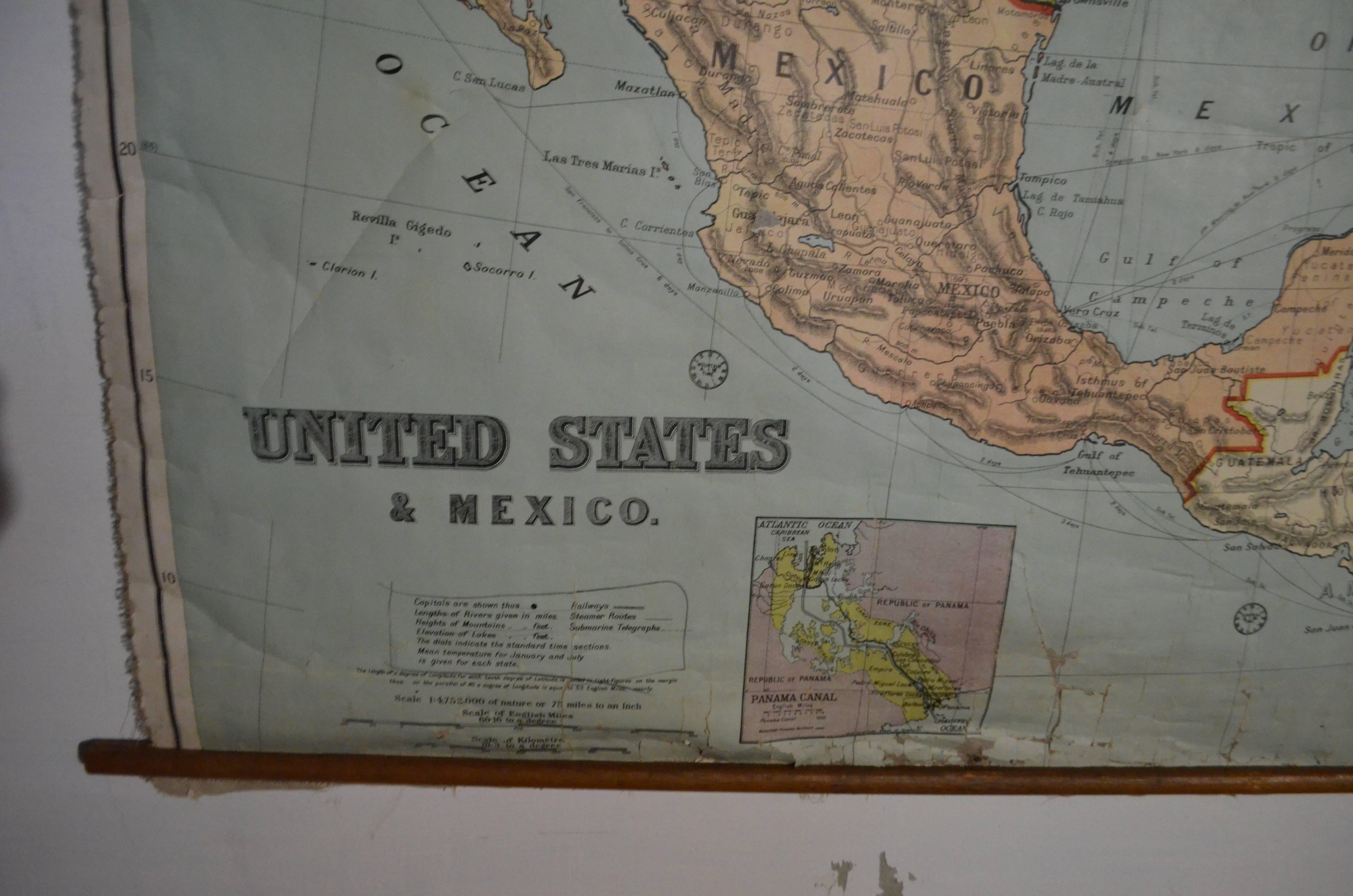 Scottish Early 20th Century Map of the United States and Mexico, 1916 Edition